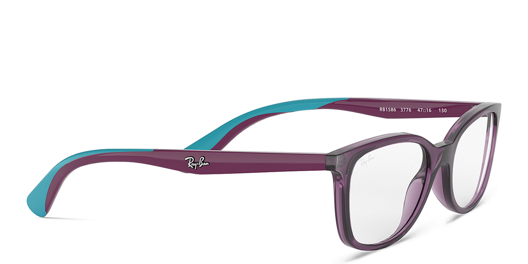 Ray-Ban Junior Ferrari Kids Rectangle Eyeglasses in Transparent Violet – Product Photo 4