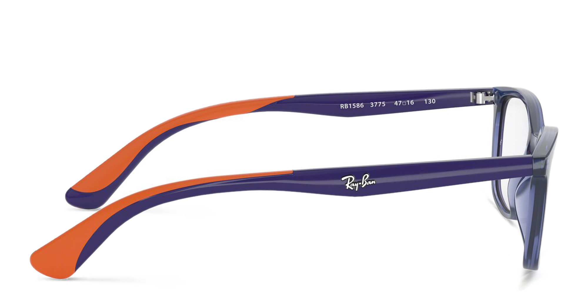 Ray-Ban Junior Ferrari Kids Rectangle Eyeglasses in Transparent Blue – Product Photo 3