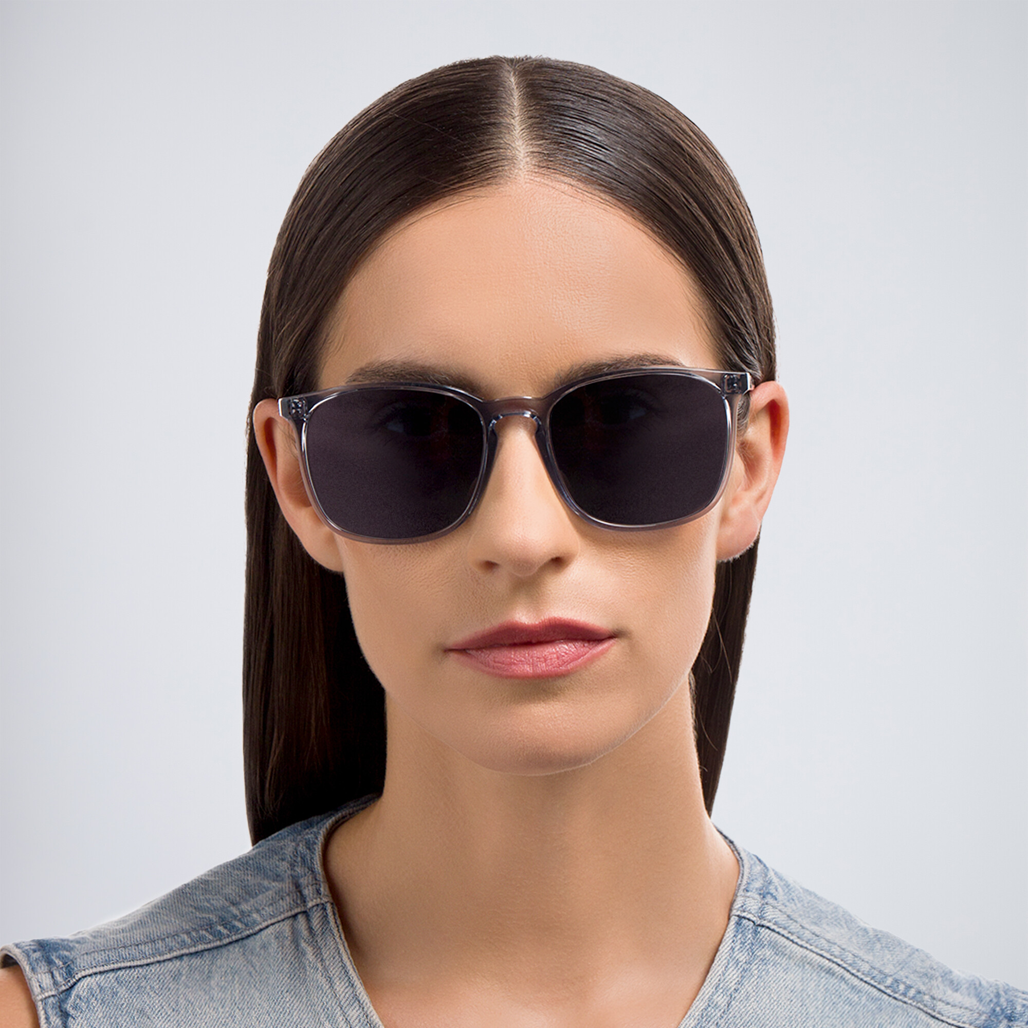 Shop Ray-Ban Unisex Square Sunglasses in Transparent Blue online.