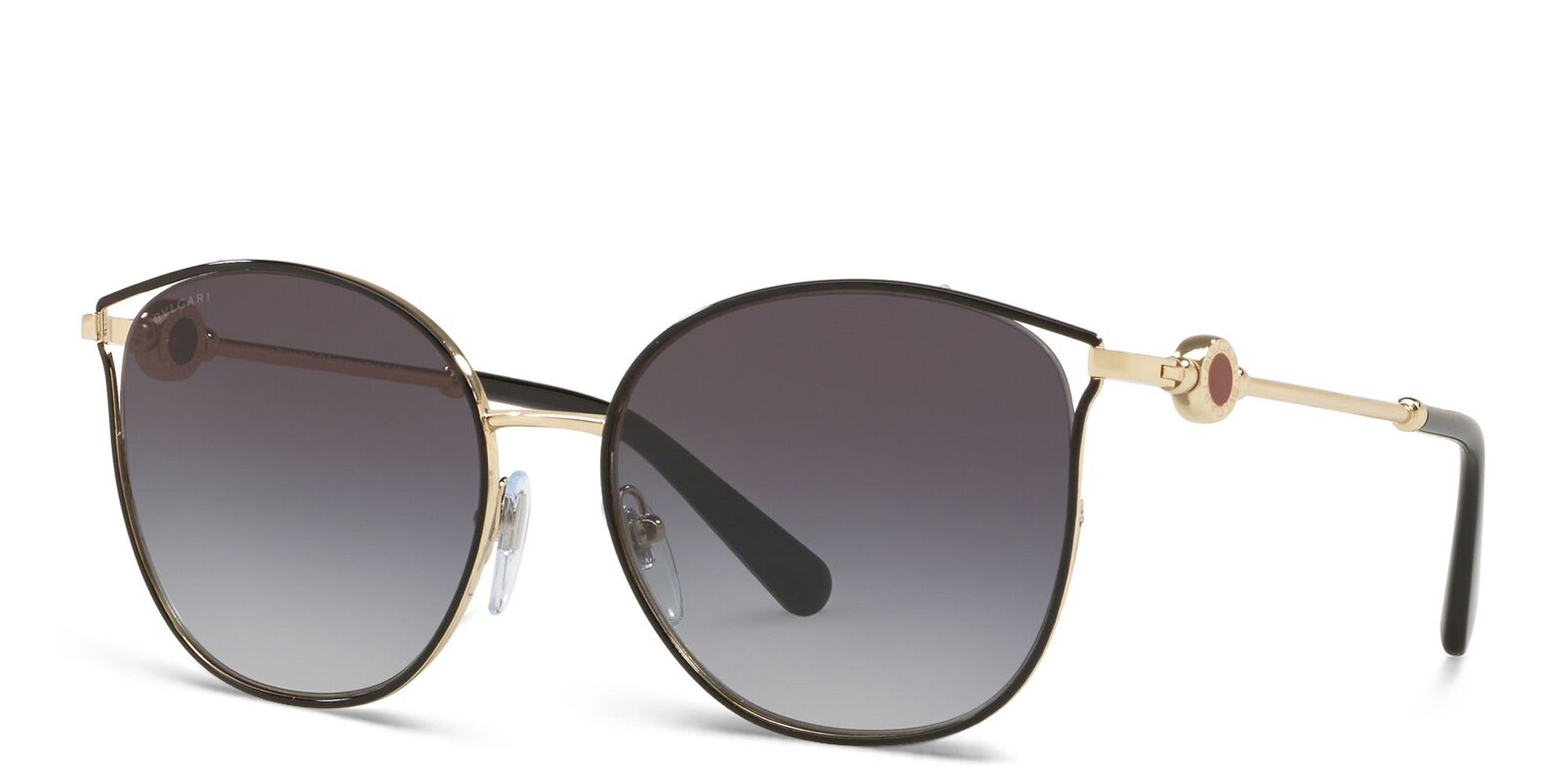 BVLGARI Half Rim Cat Eye Sunglasses in Black/Pale Gold – Product Photo 2
