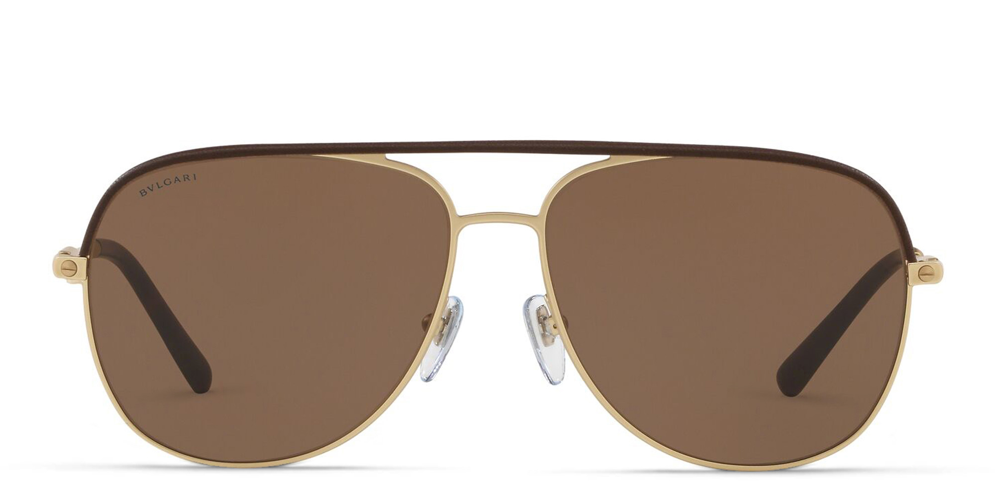 Shop BVLGARI Pilot Sunglasses in Brown/Matte Pale Gold online.