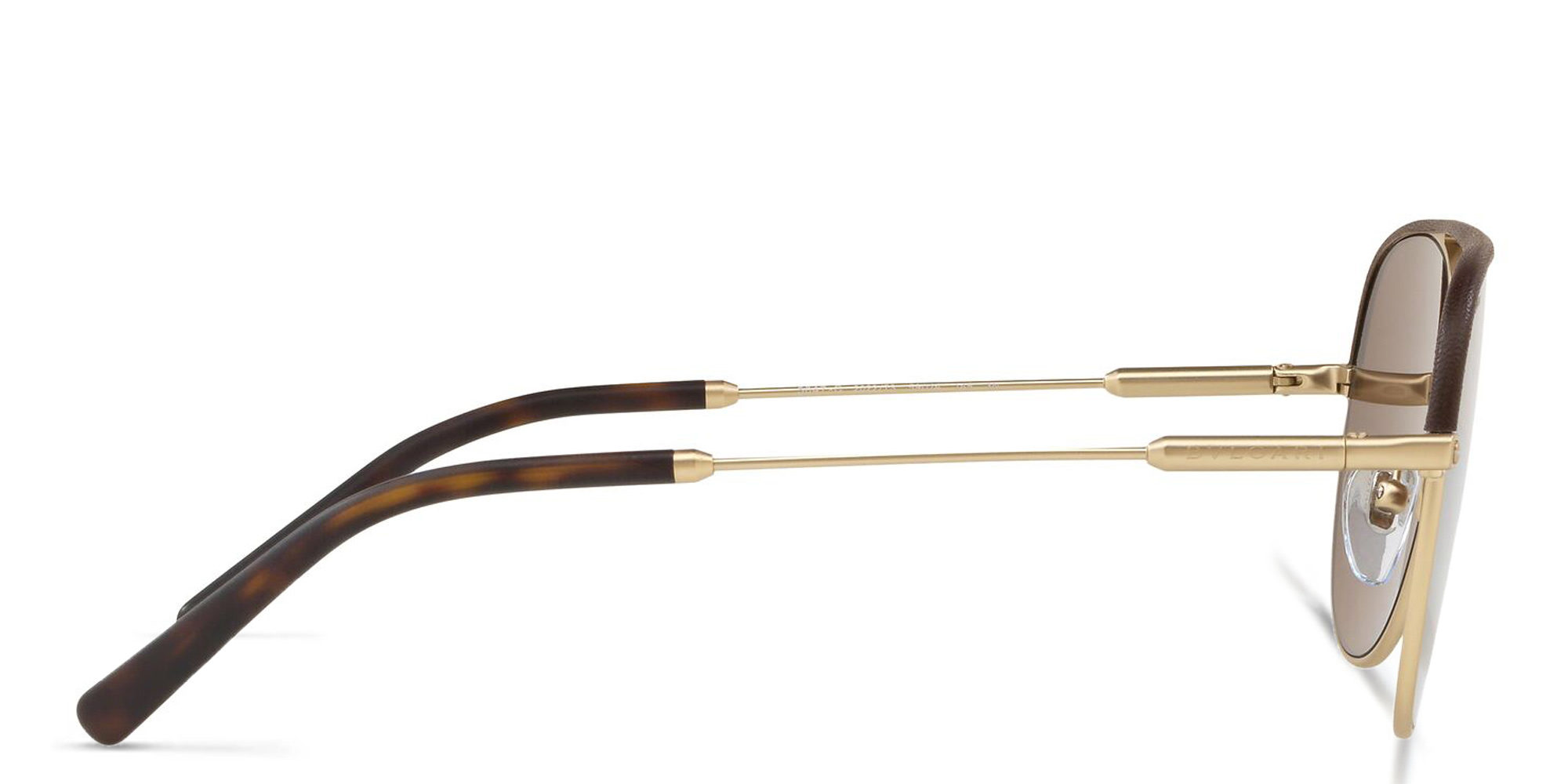 Shop BVLGARI Pilot Sunglasses in Brown/Matte Pale Gold online.