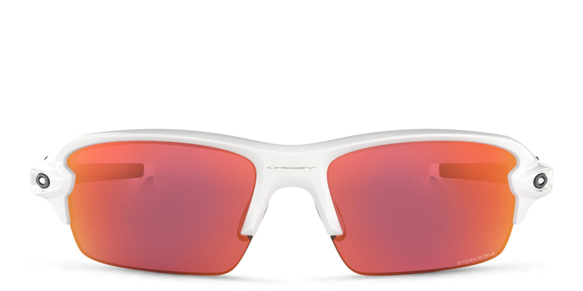 Shop Oakley Flak XS Half-Rim Rectangle Sunglasses in Polished White online.
