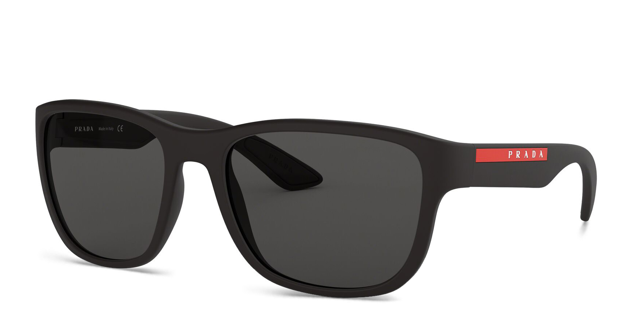Shop Prada Linea Rossa Pillow Sunglasses in Black Rubber online.
