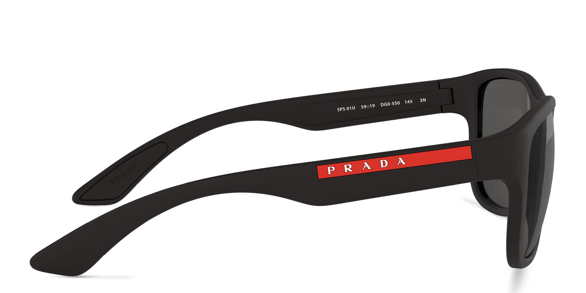 Shop Prada Linea Rossa Pillow Sunglasses in Black Rubber online.