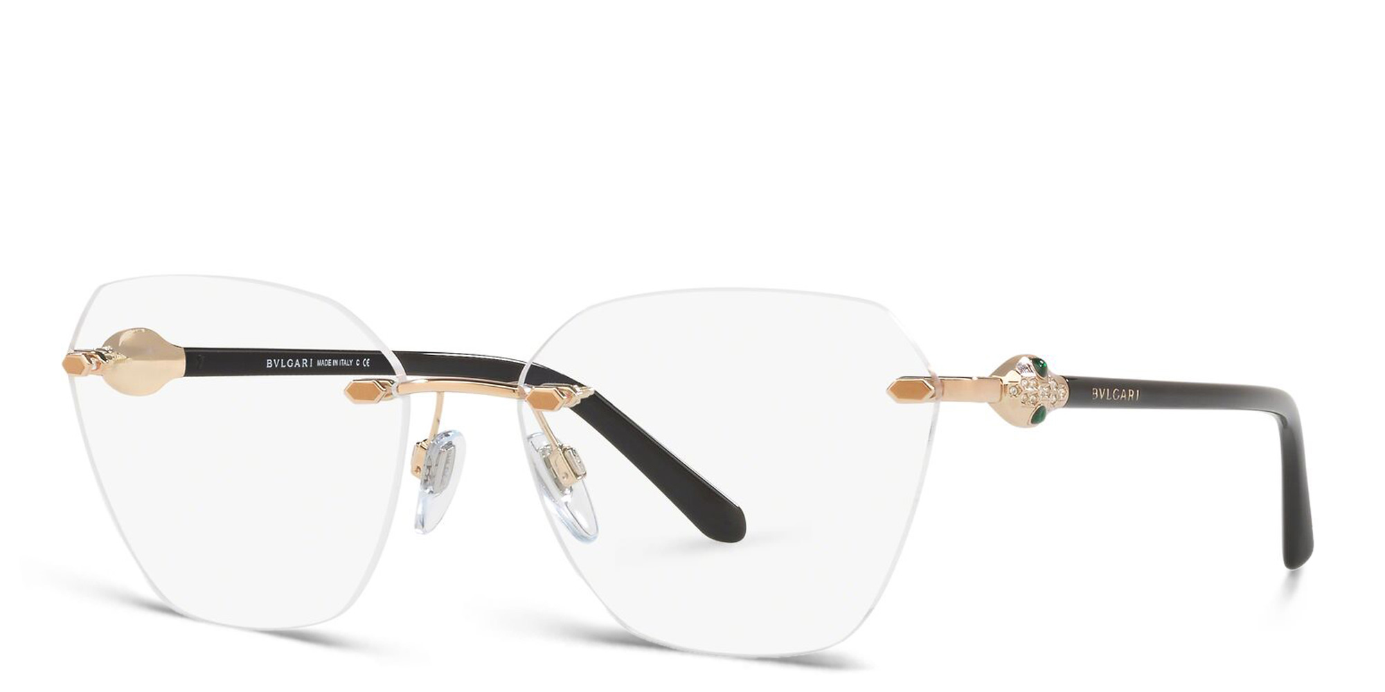 نظارة طبية واسعة غير منتظمة بدون إطار من بولغري بلون وردي ذهبي - صورة المنتج 2