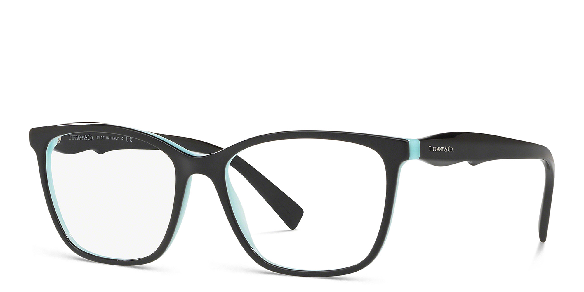 Shop TIFFANY Logo Square Eyeglasses in Black online.