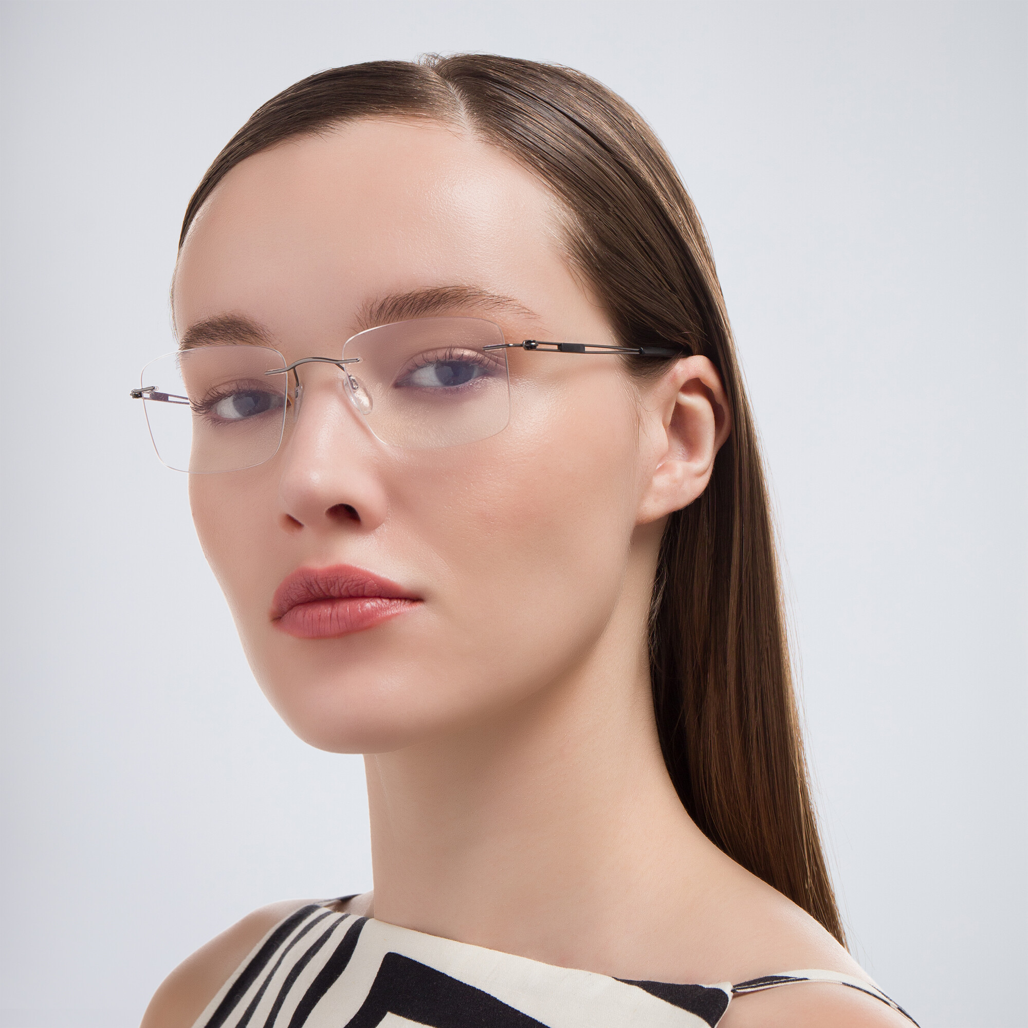 Silhouette Rimless Square Eyeglasses in Grey – Product Photo 6