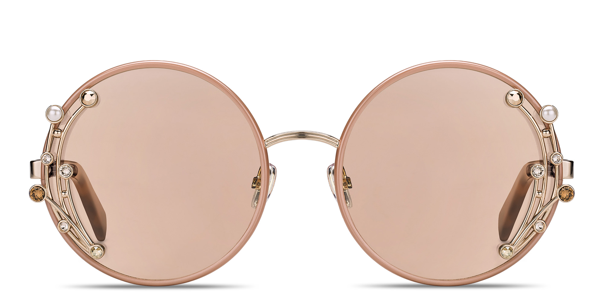 Shop JIMMY CHOO Gema/S Round Sunglasses in Nude online.