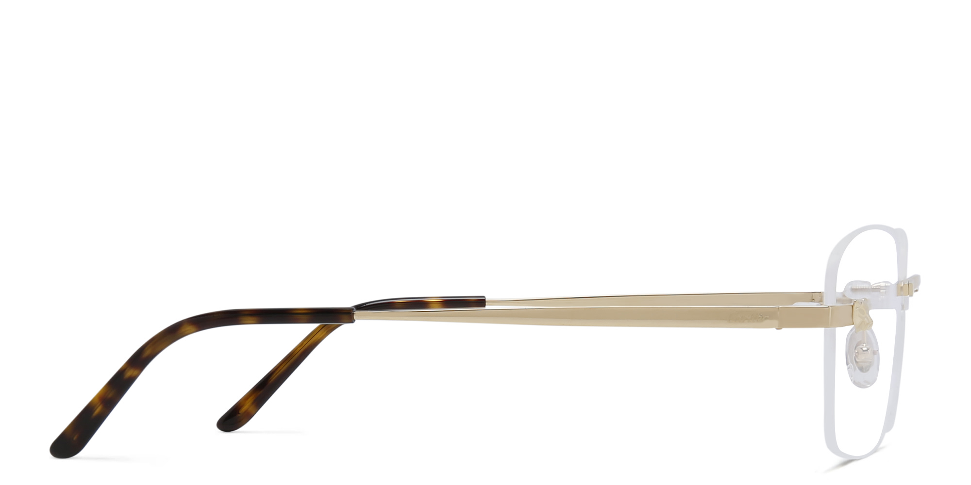 Shop Cartier Panthère de Cartier Rimless Wide Eyeglasses in Gold online.