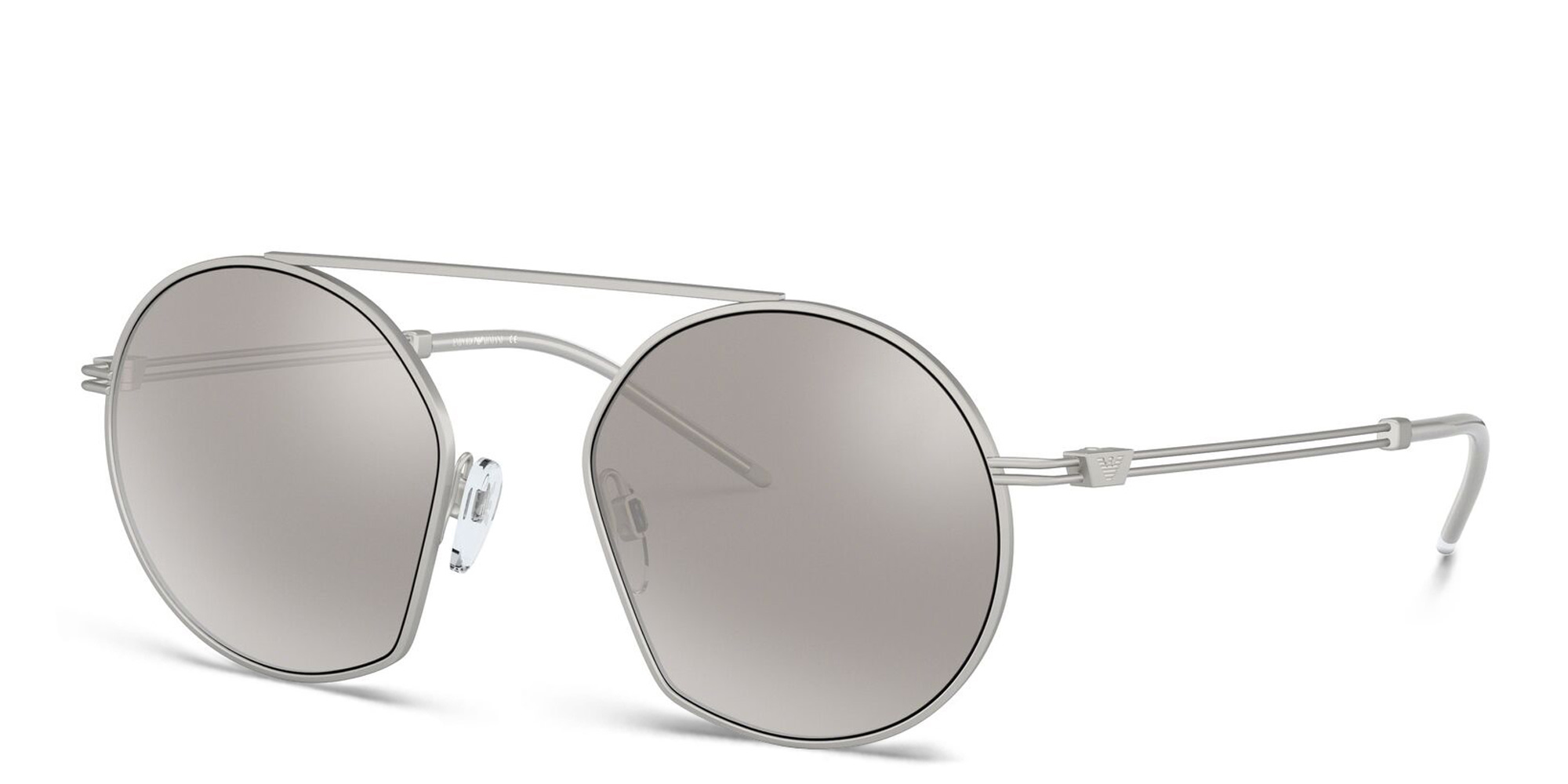 Emporio Armani Irregular Sunglasses in Matte Silver – Product Photo 2