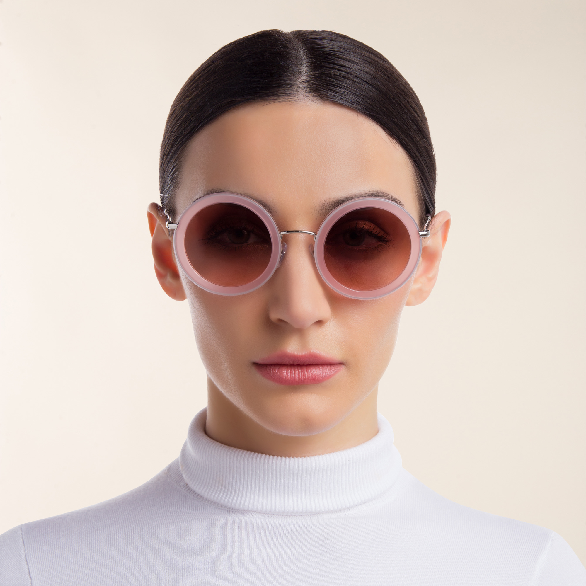 MIU MIU Oversized Round Sunglasses in Opal Pink – Product Photo 4