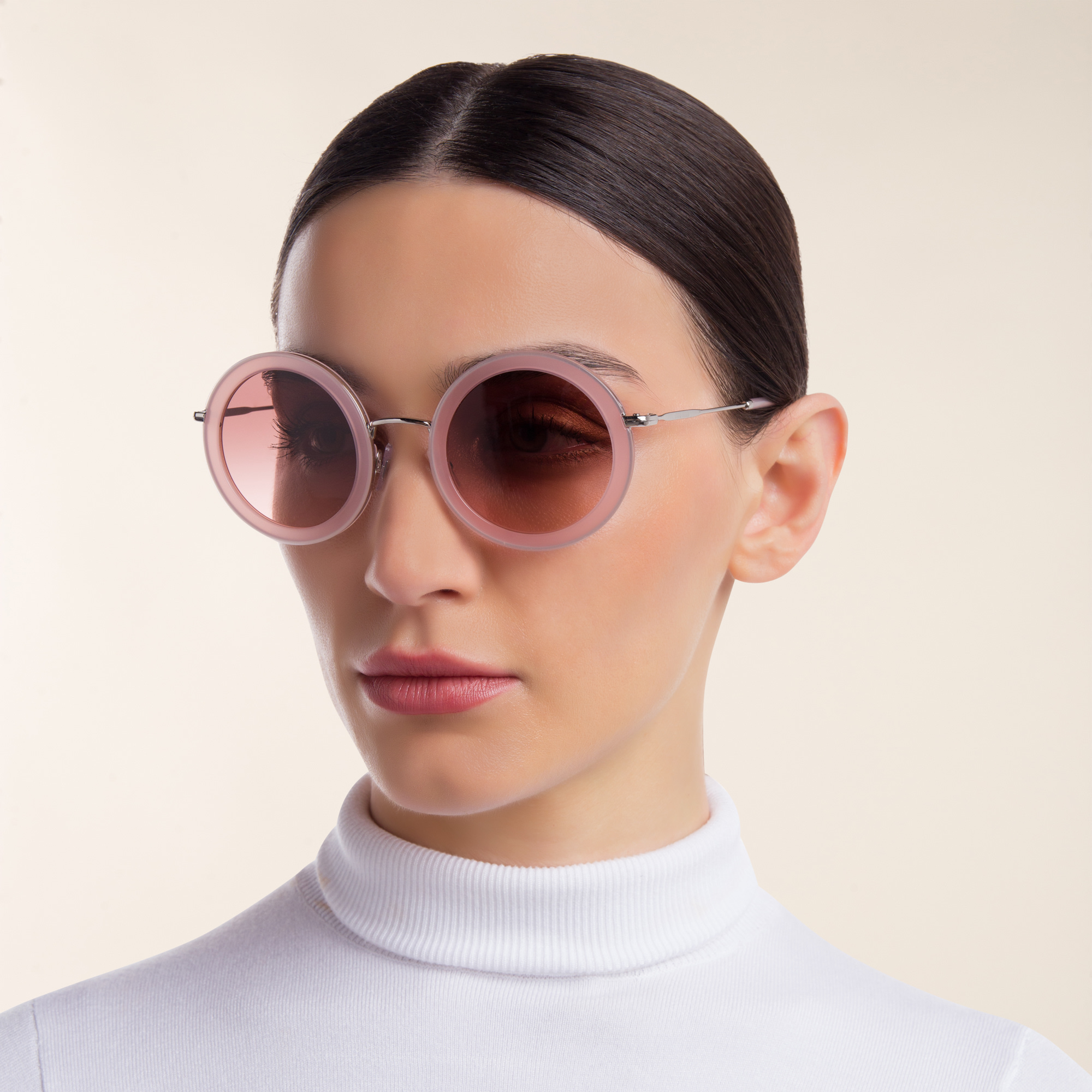 MIU MIU Oversized Round Sunglasses in Opal Pink – Product Photo 5