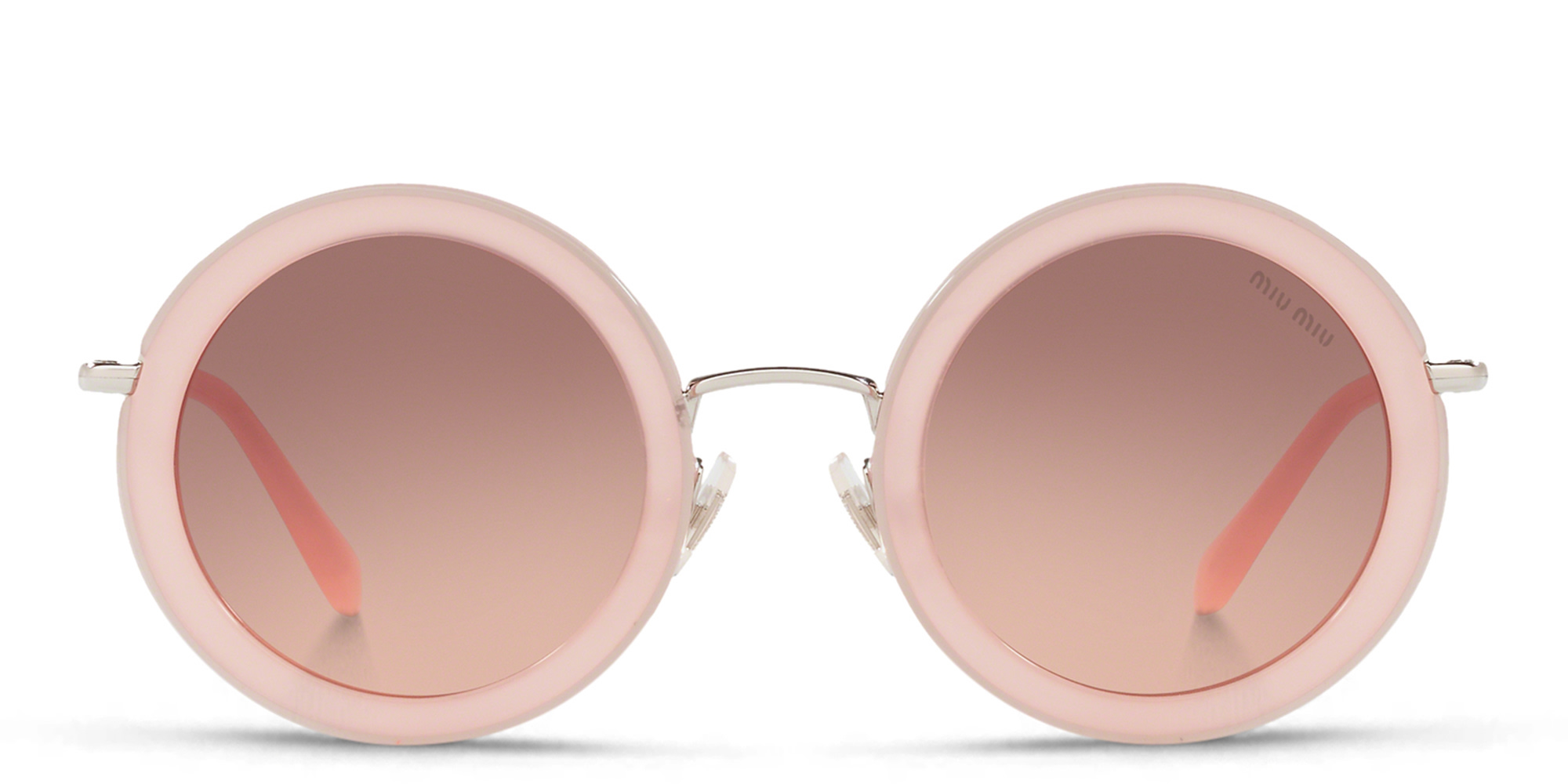 MIU MIU Oversized Round Sunglasses in Opal Pink – Product Photo 1