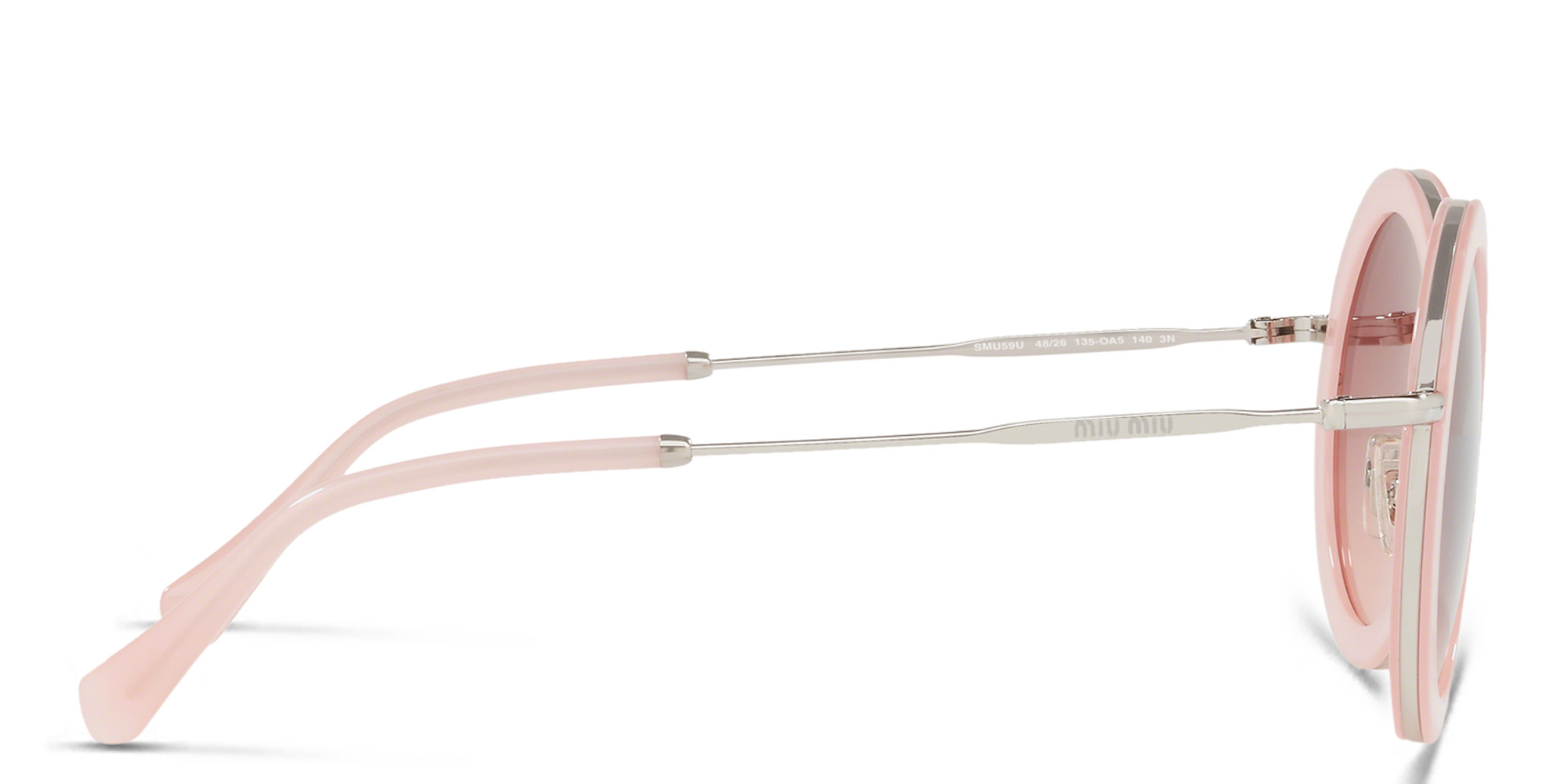 MIU MIU Oversized Round Sunglasses in Opal Pink – Product Photo 3