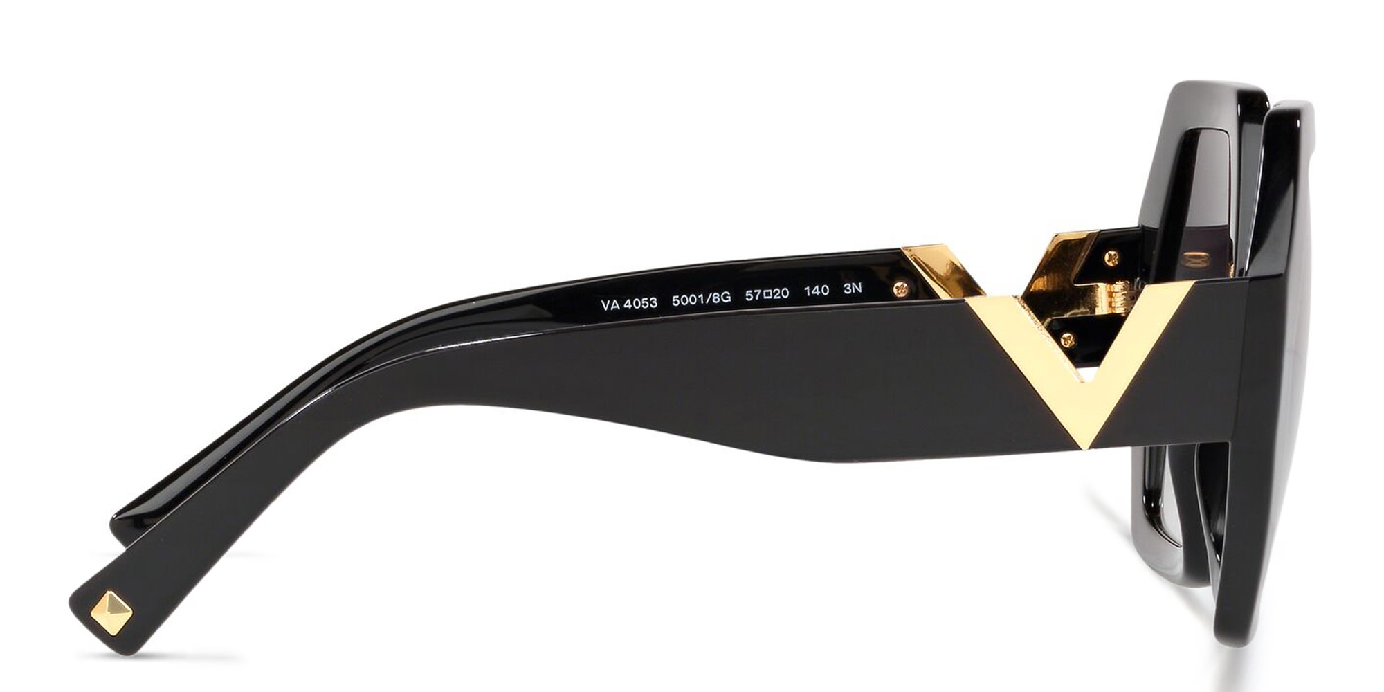 VALENTINO V Logo Oversized Irregular Sunglasses in Black – Product Photo 3