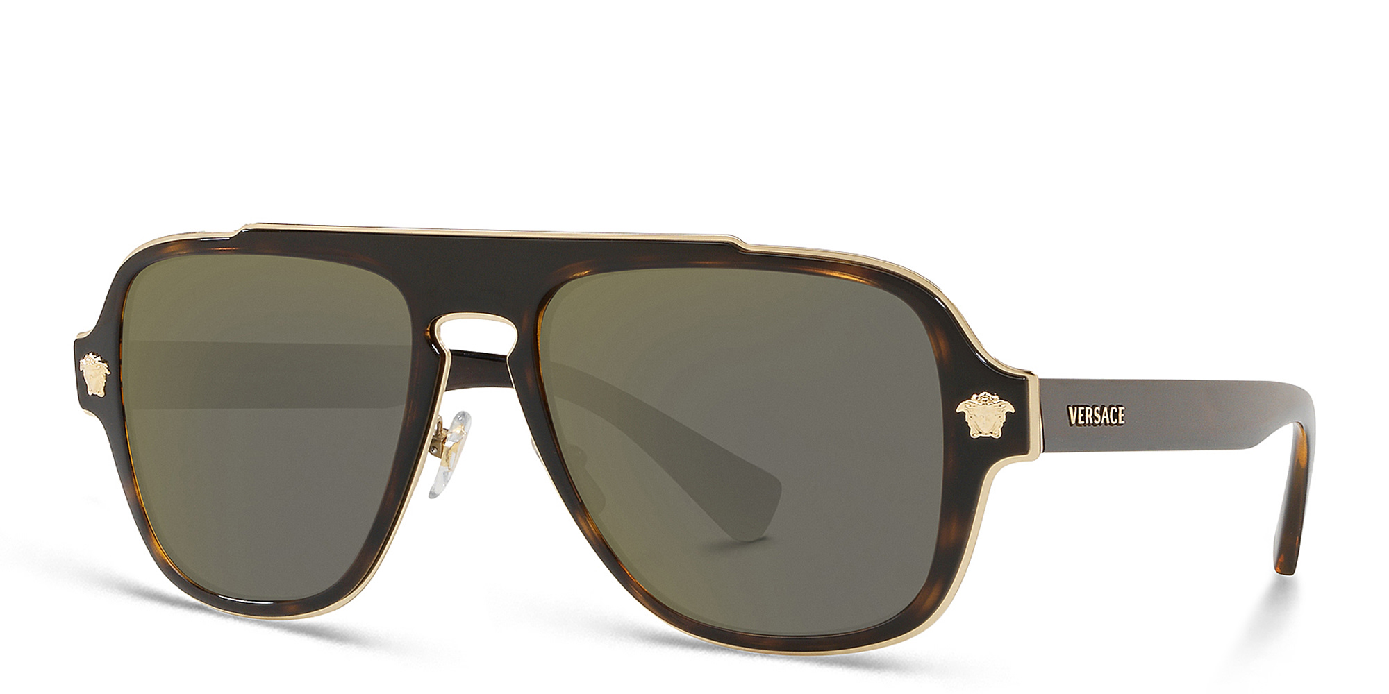 VERSACE Medusa-detailed Aviator Sunglasses in Havana – Product Photo 2