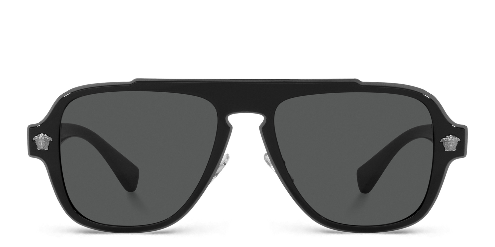 Shop VERSACE Aviator Sunglasses in Black online.