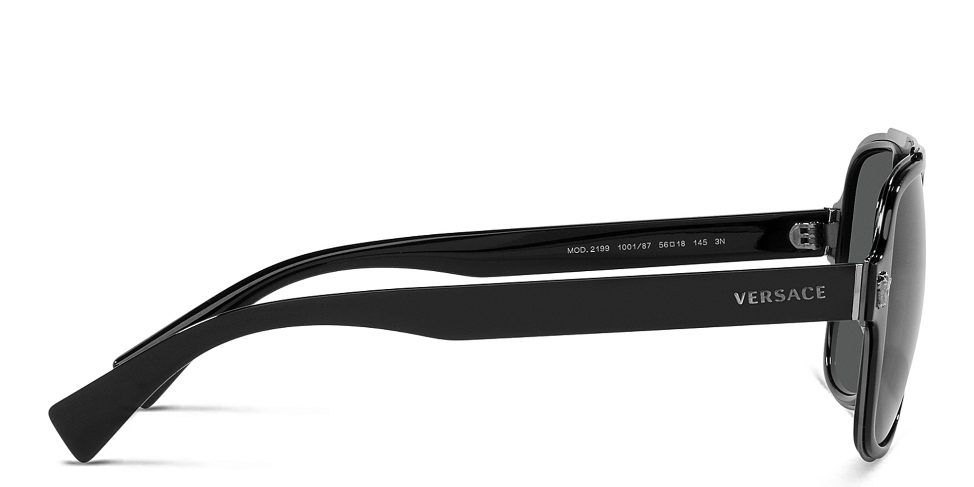 Shop VERSACE Aviator Sunglasses in Black online.