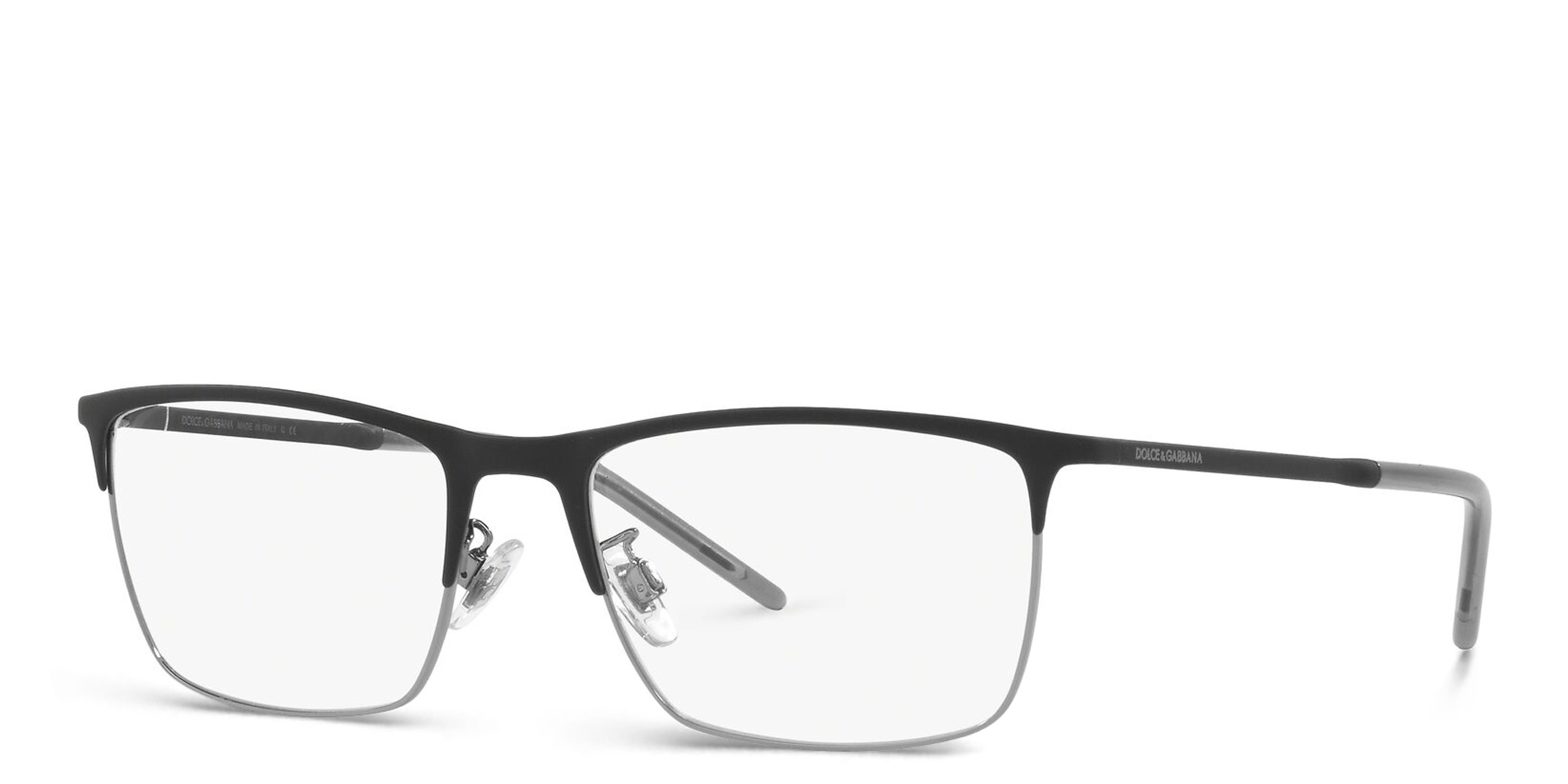 Shop Dolce & Gabbana Wide Rectangle Eyeglasses in Black online.