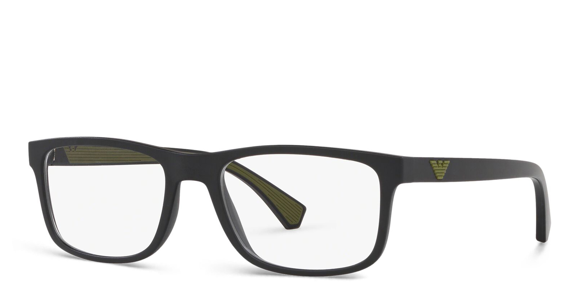 Emporio Armani Rectangle Eyeglasses in Matte Black – Product Photo 2