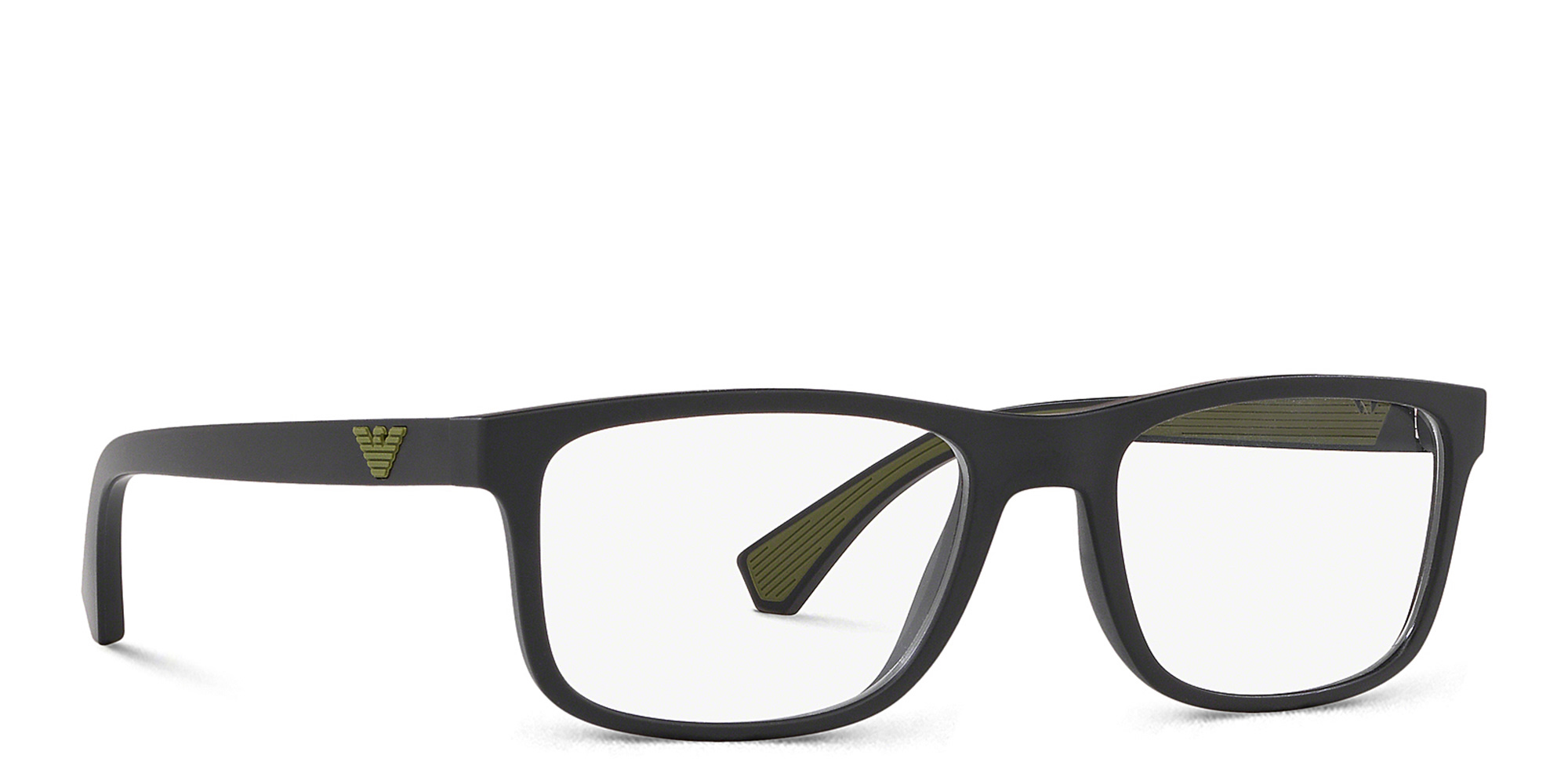 Emporio Armani Wide Rectangle Eyeglasses in Matte Black – Product Photo 4