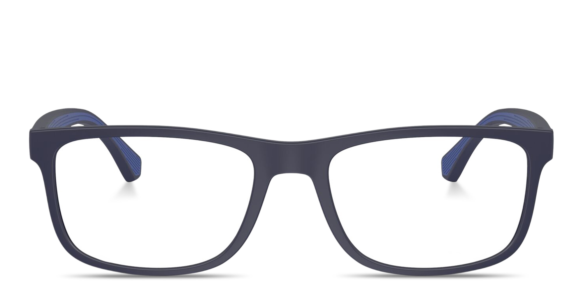 Shop Emporio Armani Eagle Logo Rectangle Eyeglasses in Blue online.