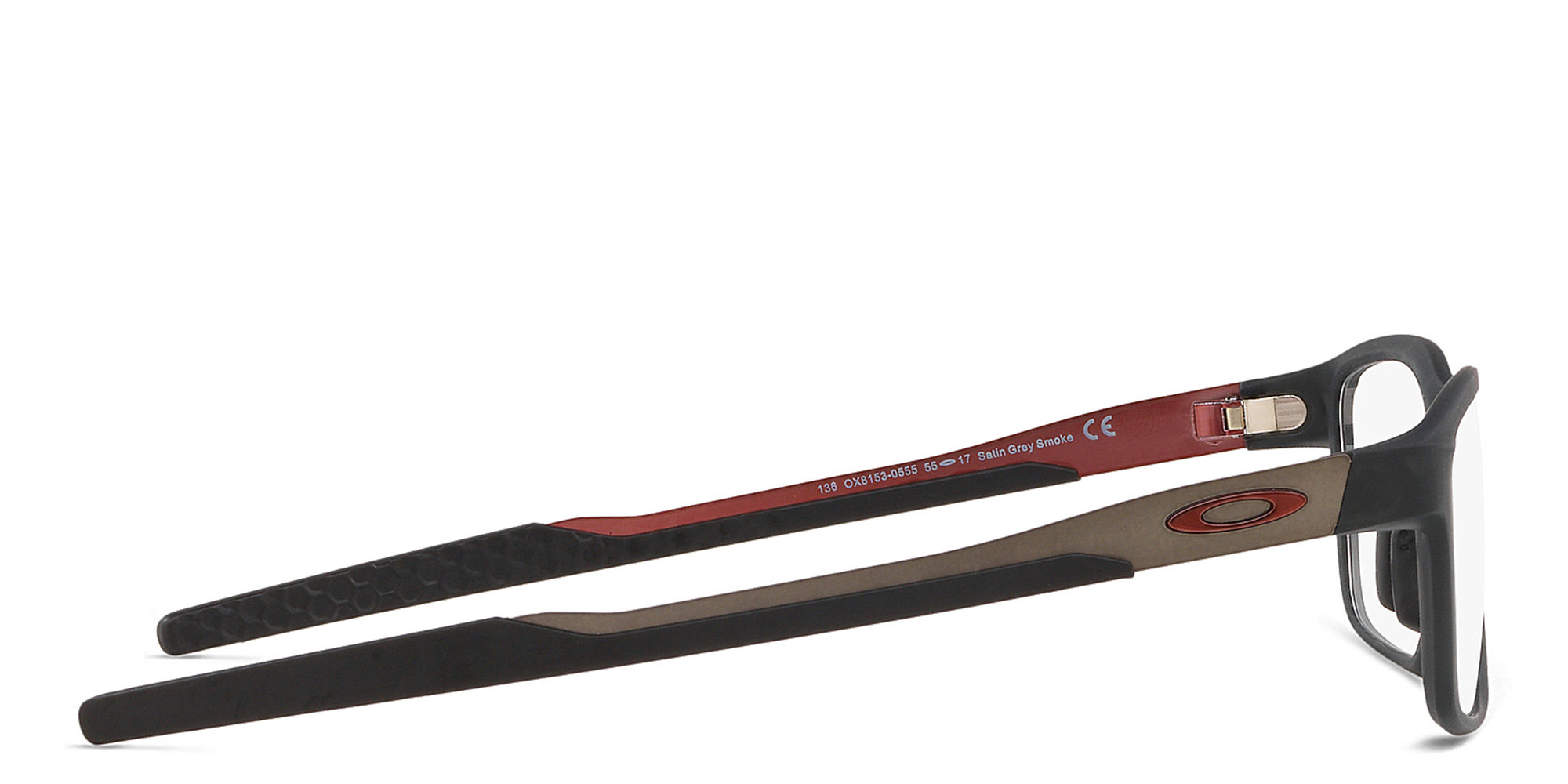 Oakley Metalink Wide Rectangle Eyeglasses in Satin Grey Smoke – Product Photo 3