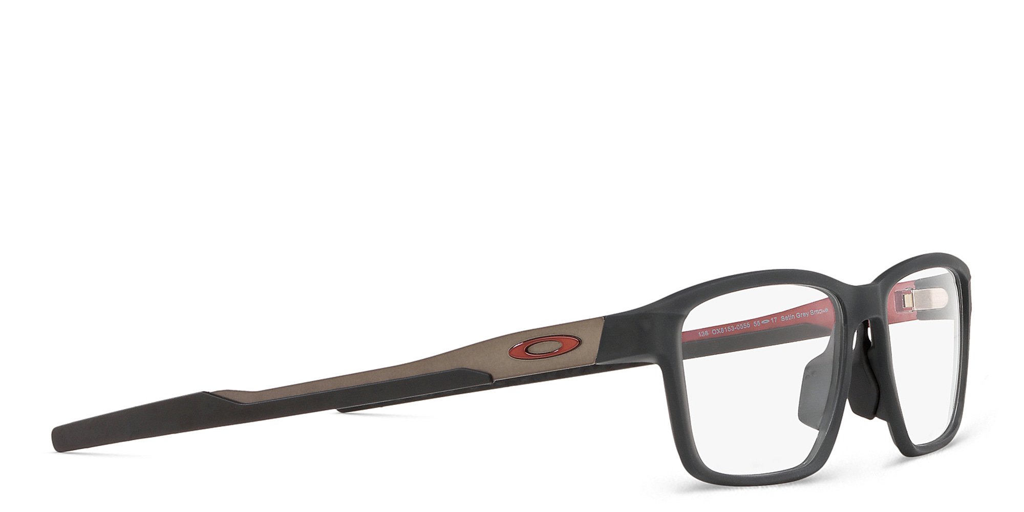 Oakley Metalink Wide Rectangle Eyeglasses in Satin Grey Smoke – Product Photo 4