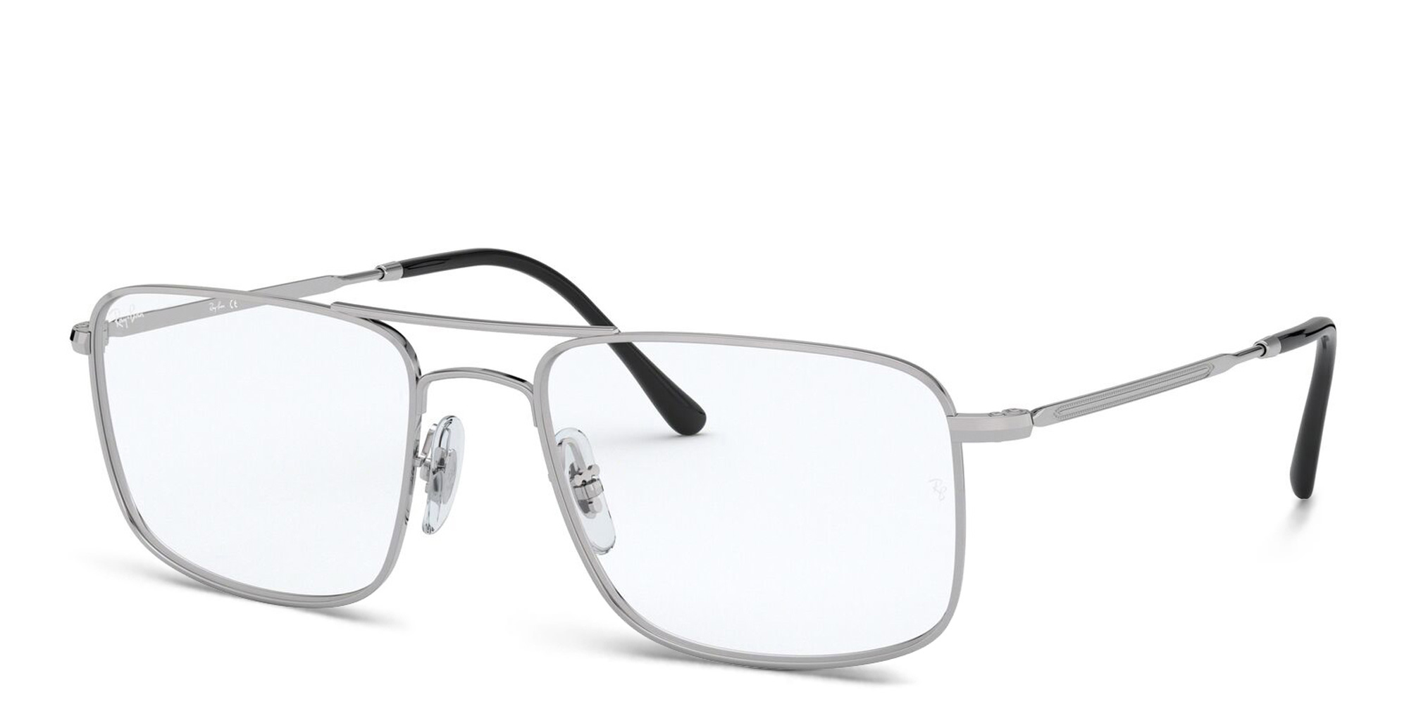 نظارة طبية بإطار مربع للجنسين من راي بان بلون فضي - صورة المنتج 2