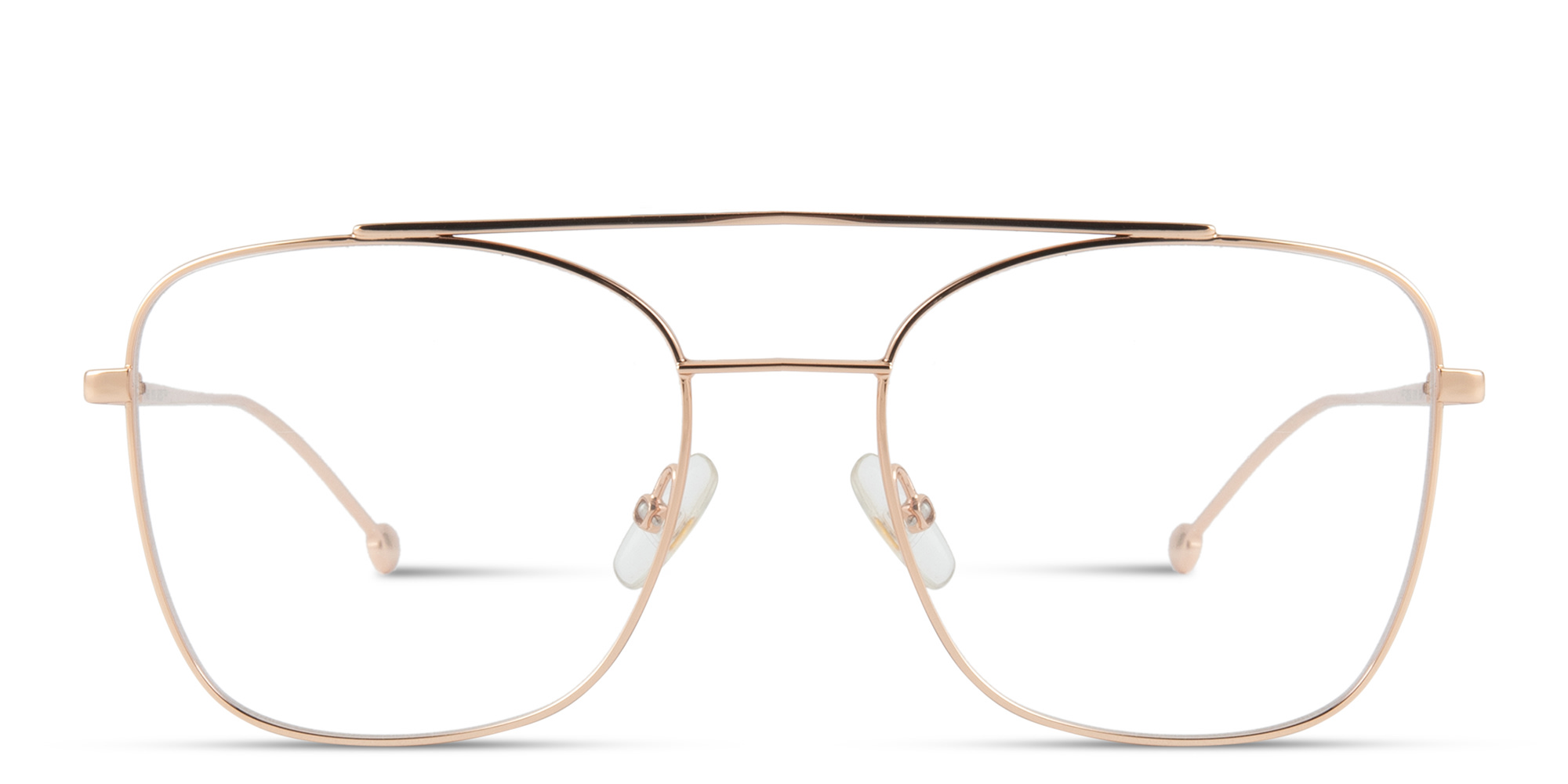 Shop FENDI Logo Signature Wide Square Eyeglasses in Gold Copper online.