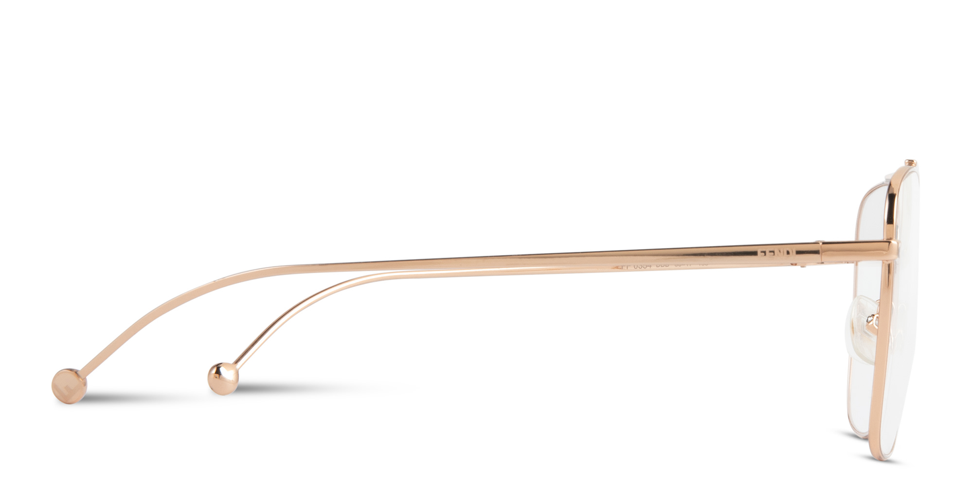 Shop FENDI Logo Signature Wide Square Eyeglasses in Gold Copper online.