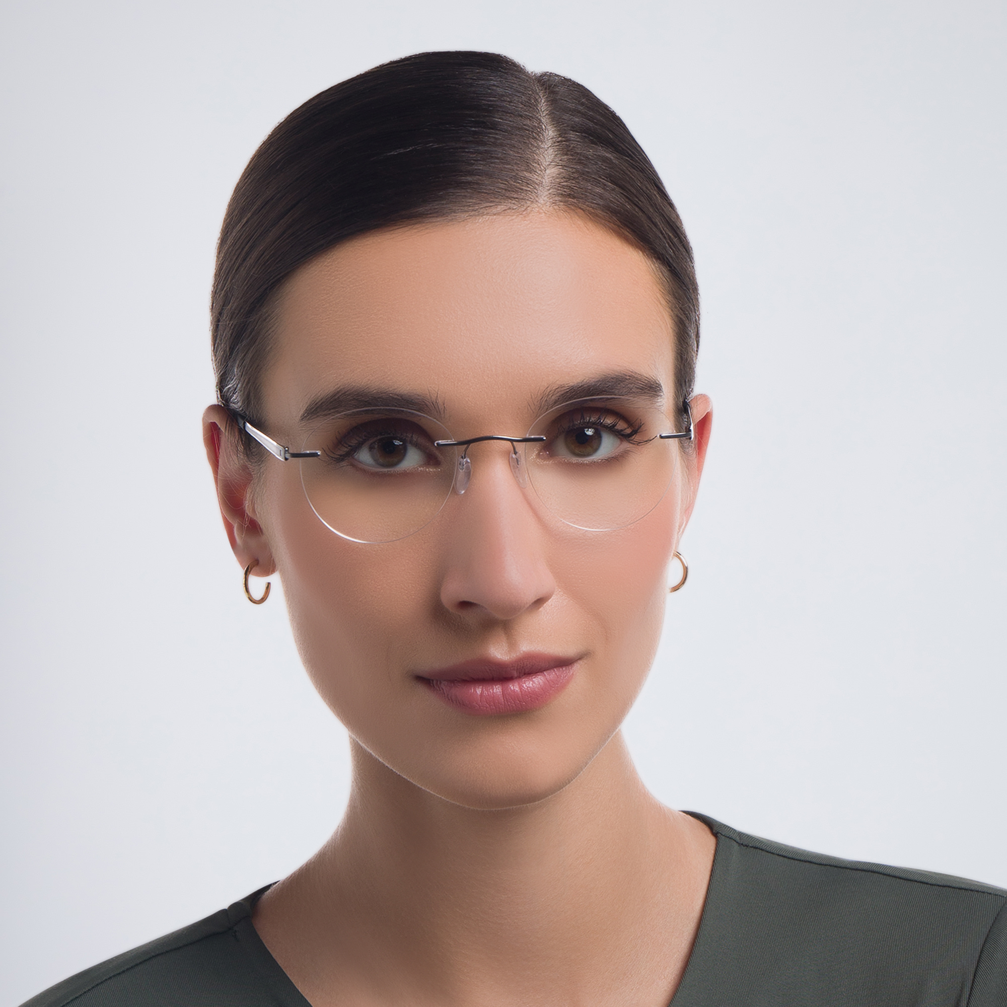 Shop Silhouette Unisex Rimless Round Eyeglasses in Gunmetal online.