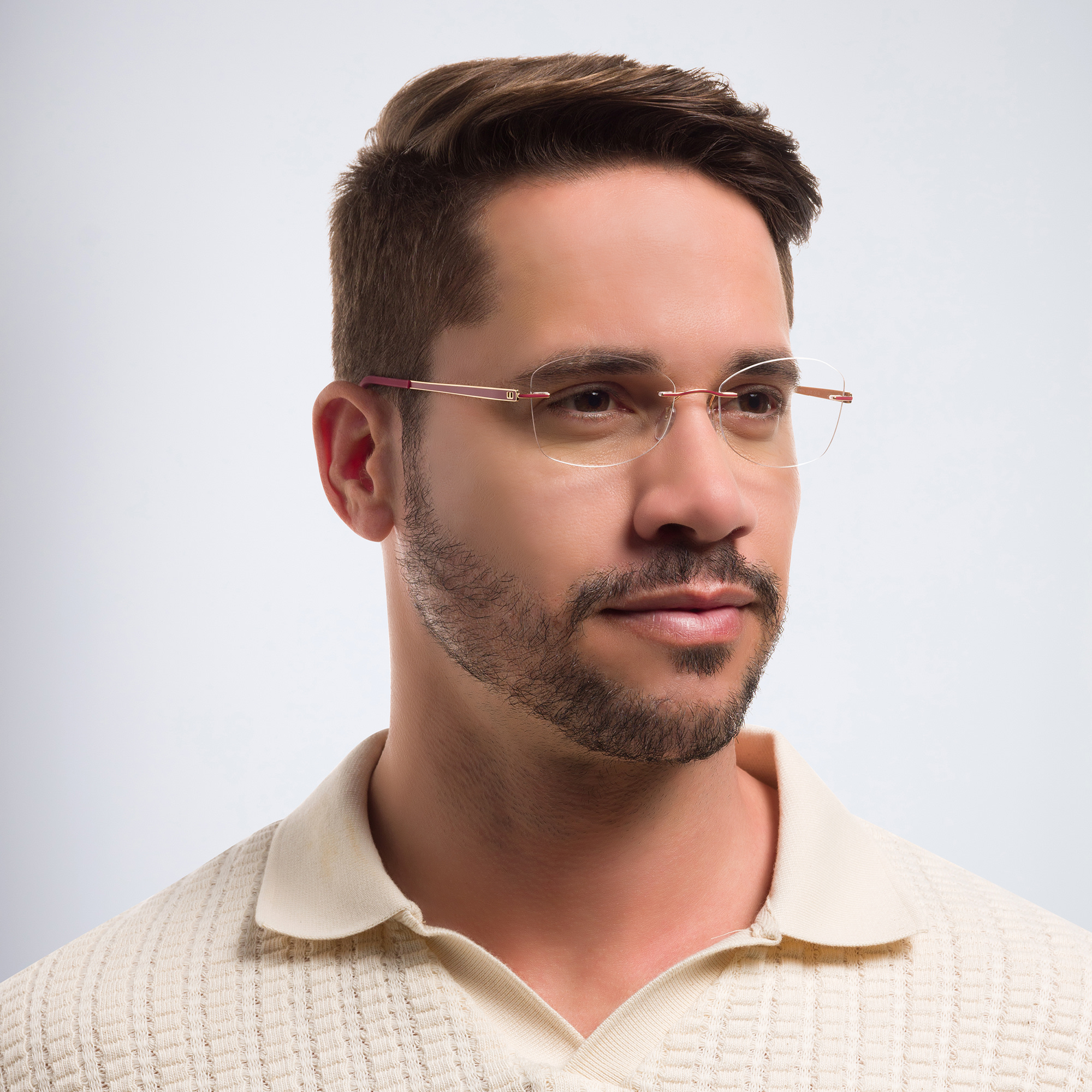 Silhouette Rimless Cat-Eye Eyeglasses in Gold – Product Photo 5