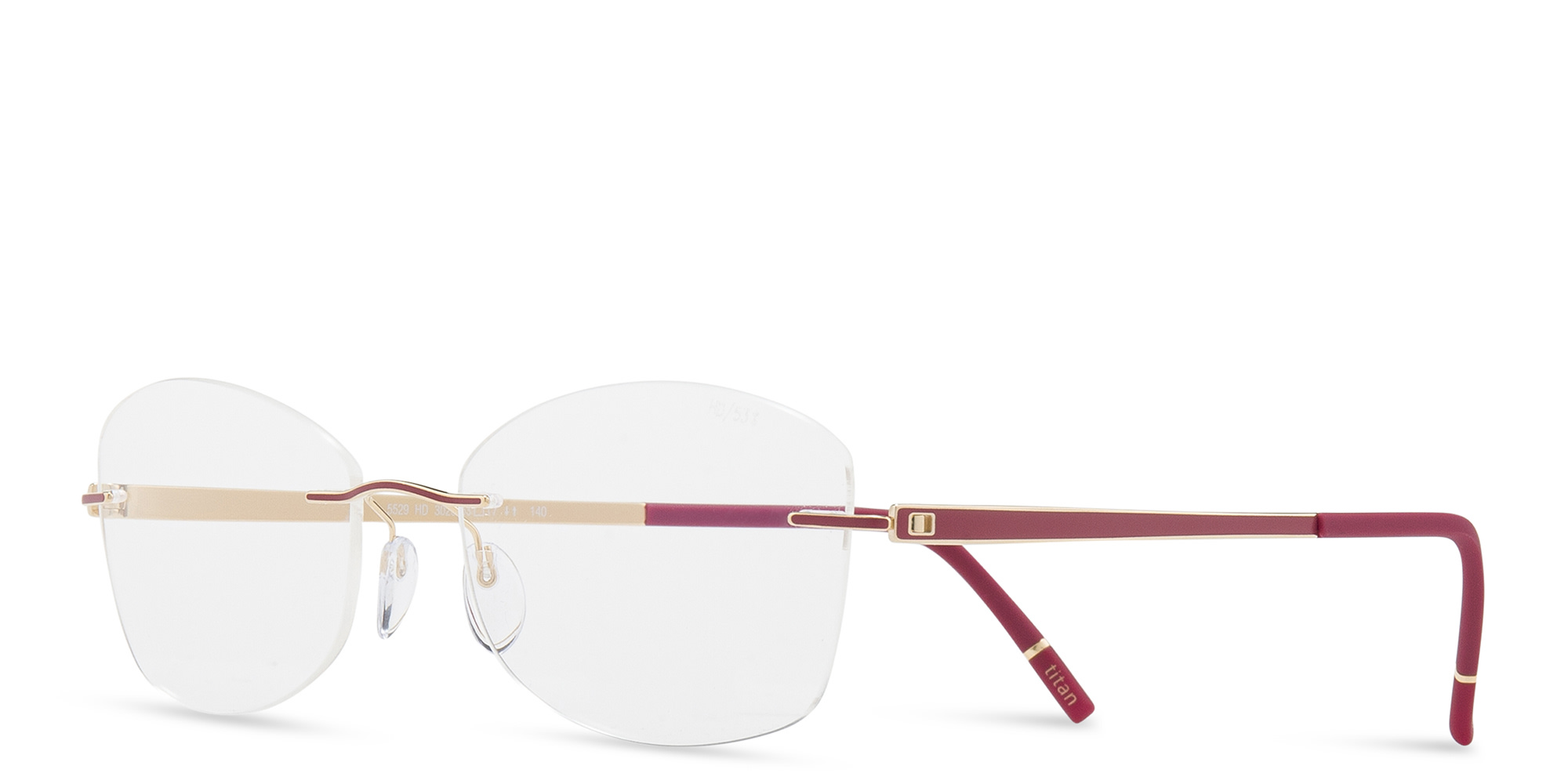 Silhouette Rimless Cat-Eye Eyeglasses in Gold – Product Photo 2