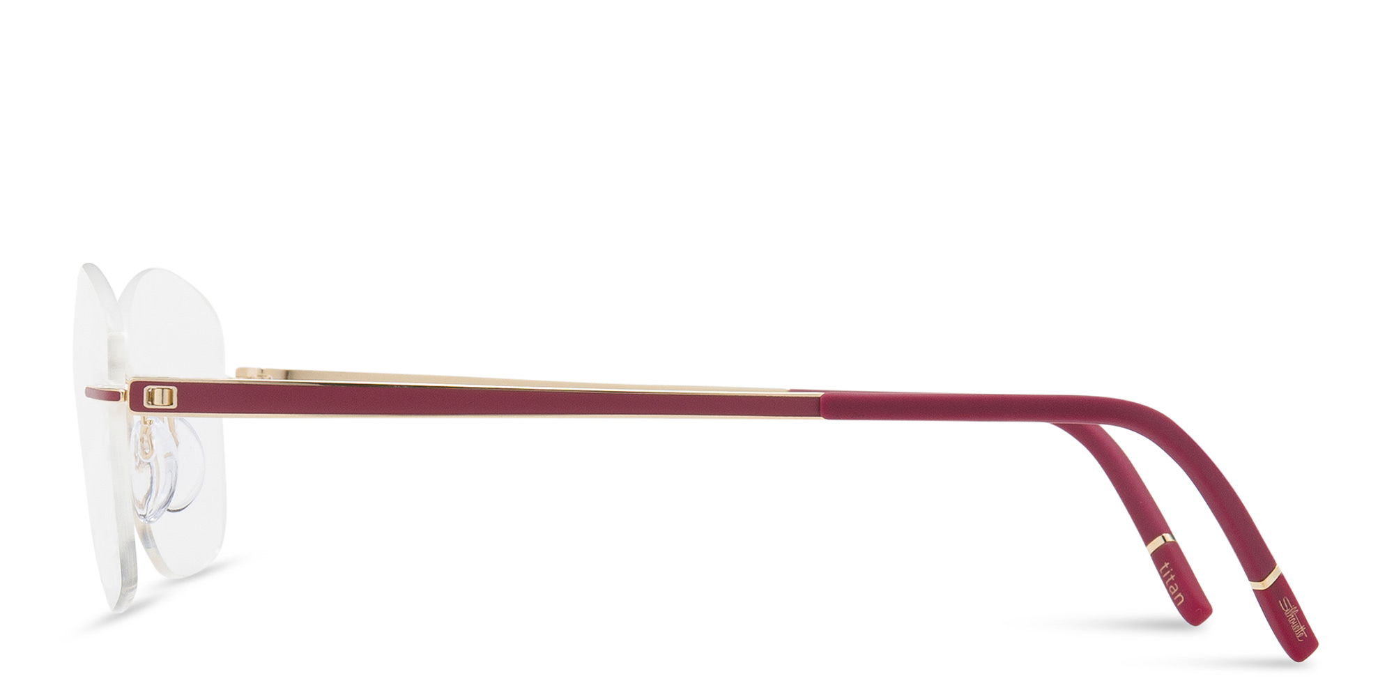 Silhouette Rimless Cat-Eye Eyeglasses in Gold – Product Photo 3