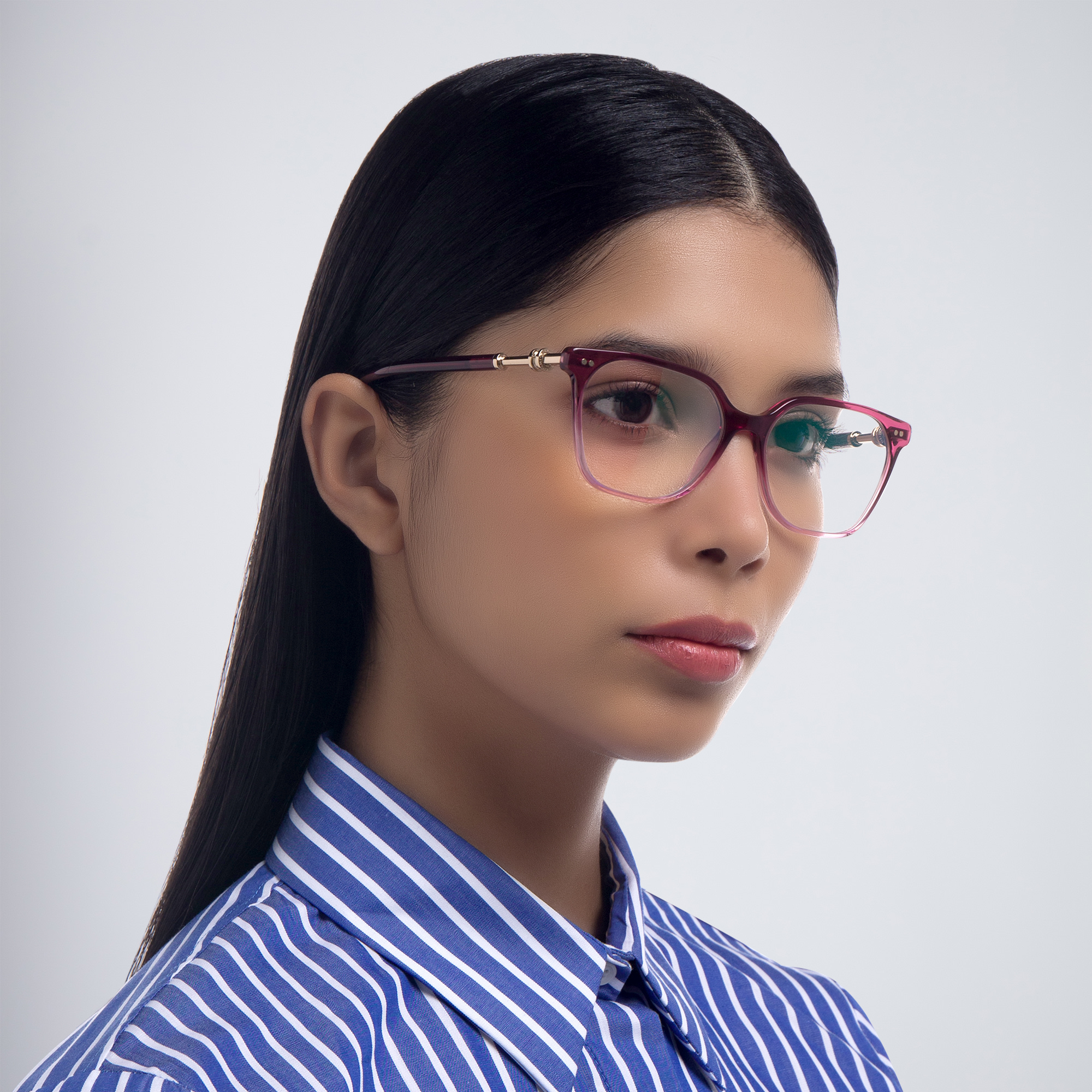 نظارة طبية مستطيلة من بولغري بلون أرجواني - صورة المنتج 6