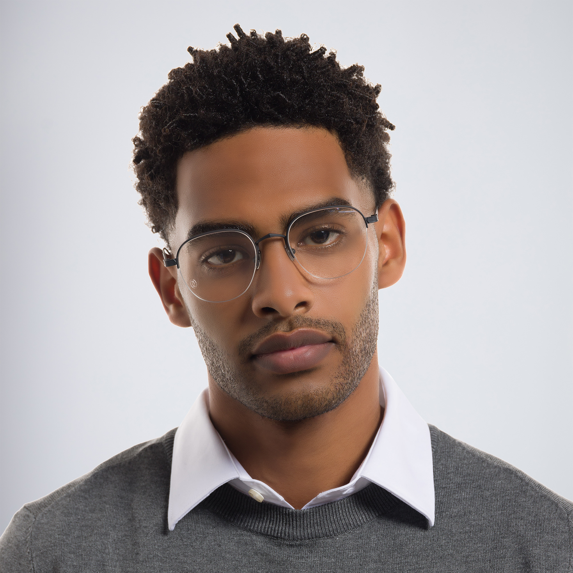 نظارات طبية سينياتور سي دو كارتييه بنصف إطار من كارتييه بلون أسود - صورة المنتج 6