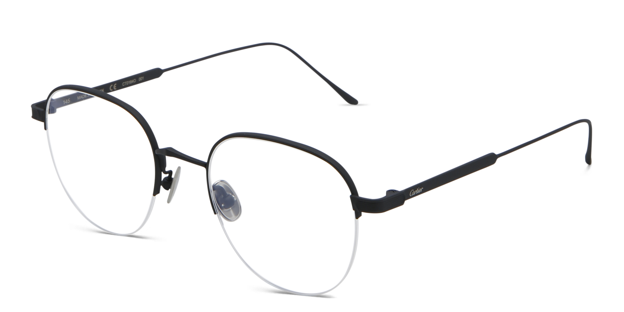 Cartier Signature 'C'de Half-Rim Eyeglasses in Black – Product Photo 2