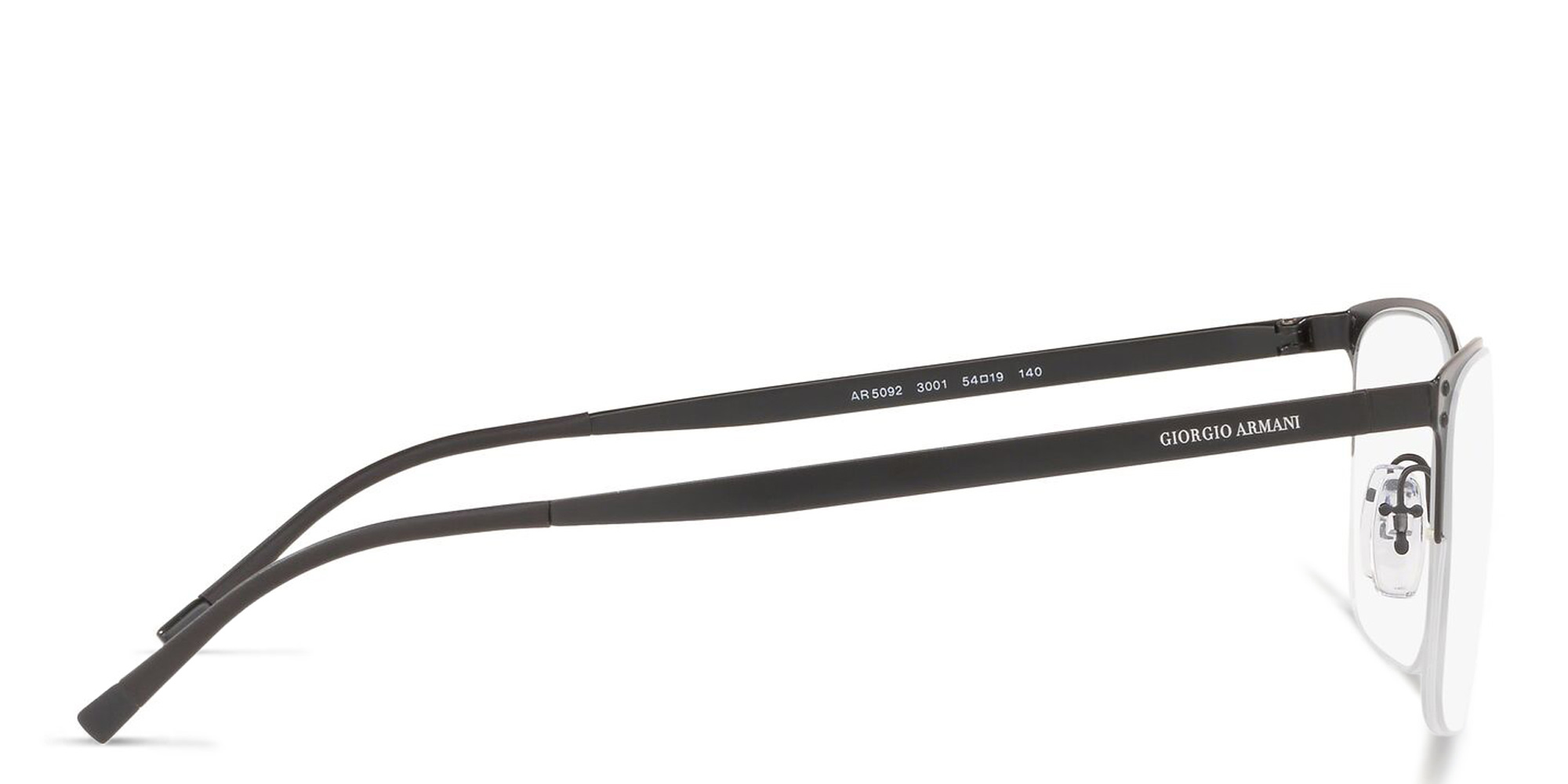 نظارة طبية مستطيلة بنصف إطار من جورجو أرماني بلون أسود مطفي - صورة المنتج 3