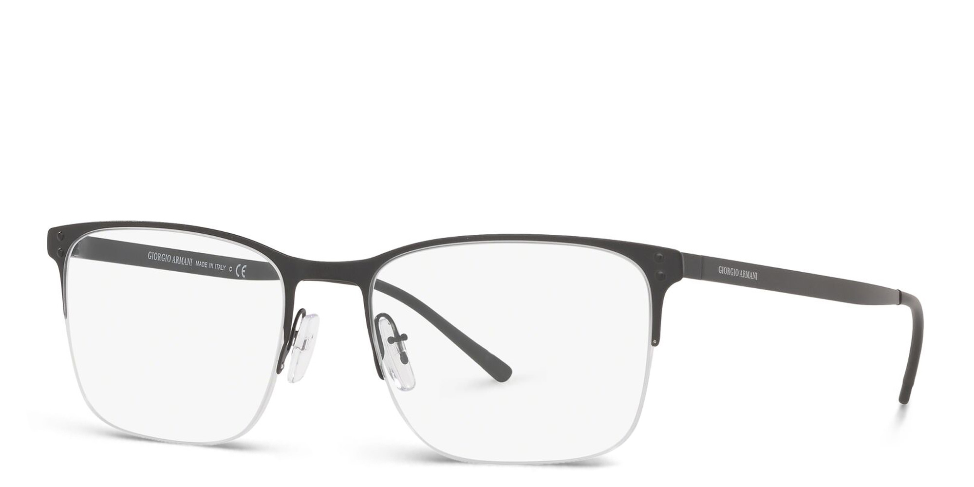GIORGIO ARMANI Half Rim Rectangle Eyeglasses in Matte Black – Product Photo 2