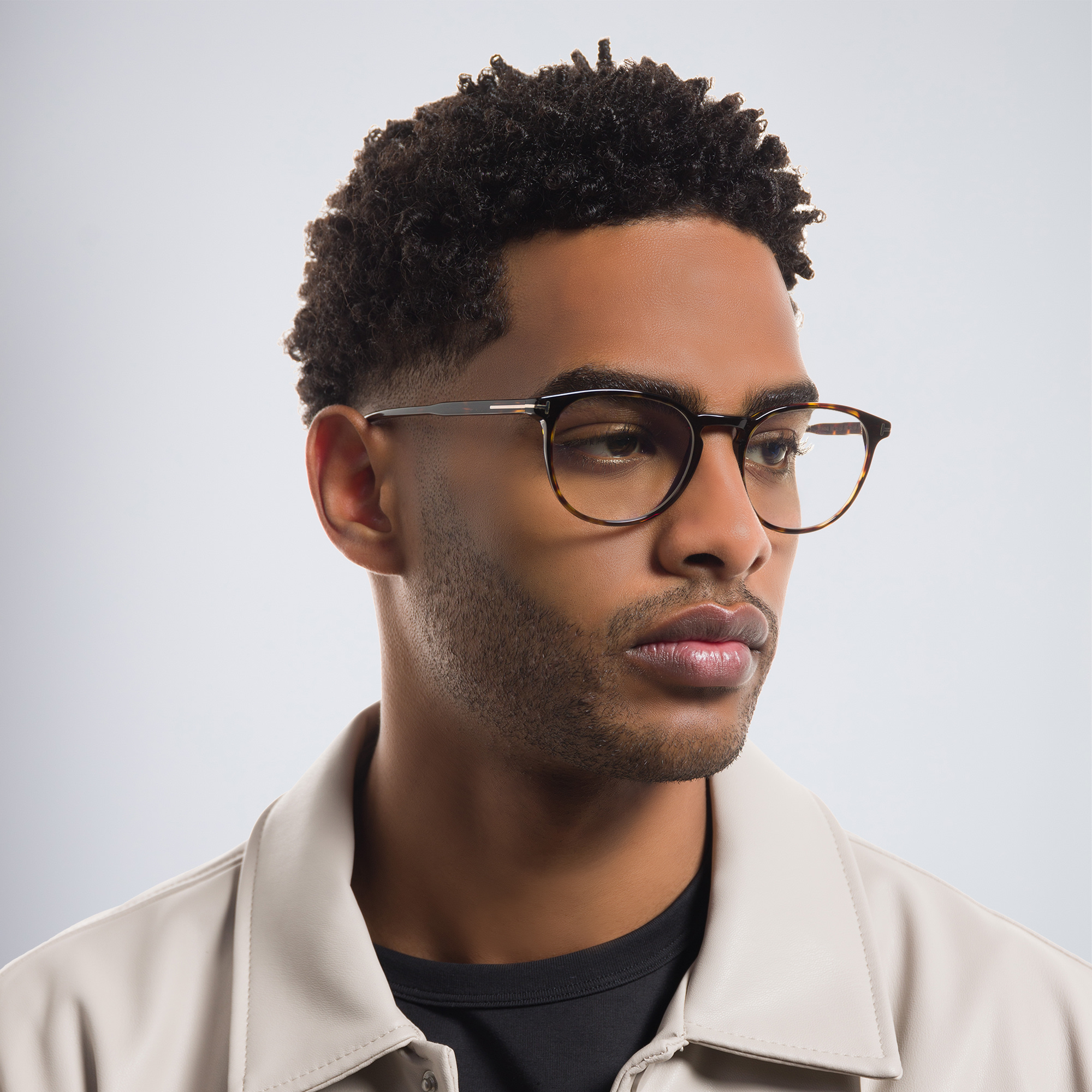 TOM FORD Round Eyeglasses in Dark Havana – Product Photo 5