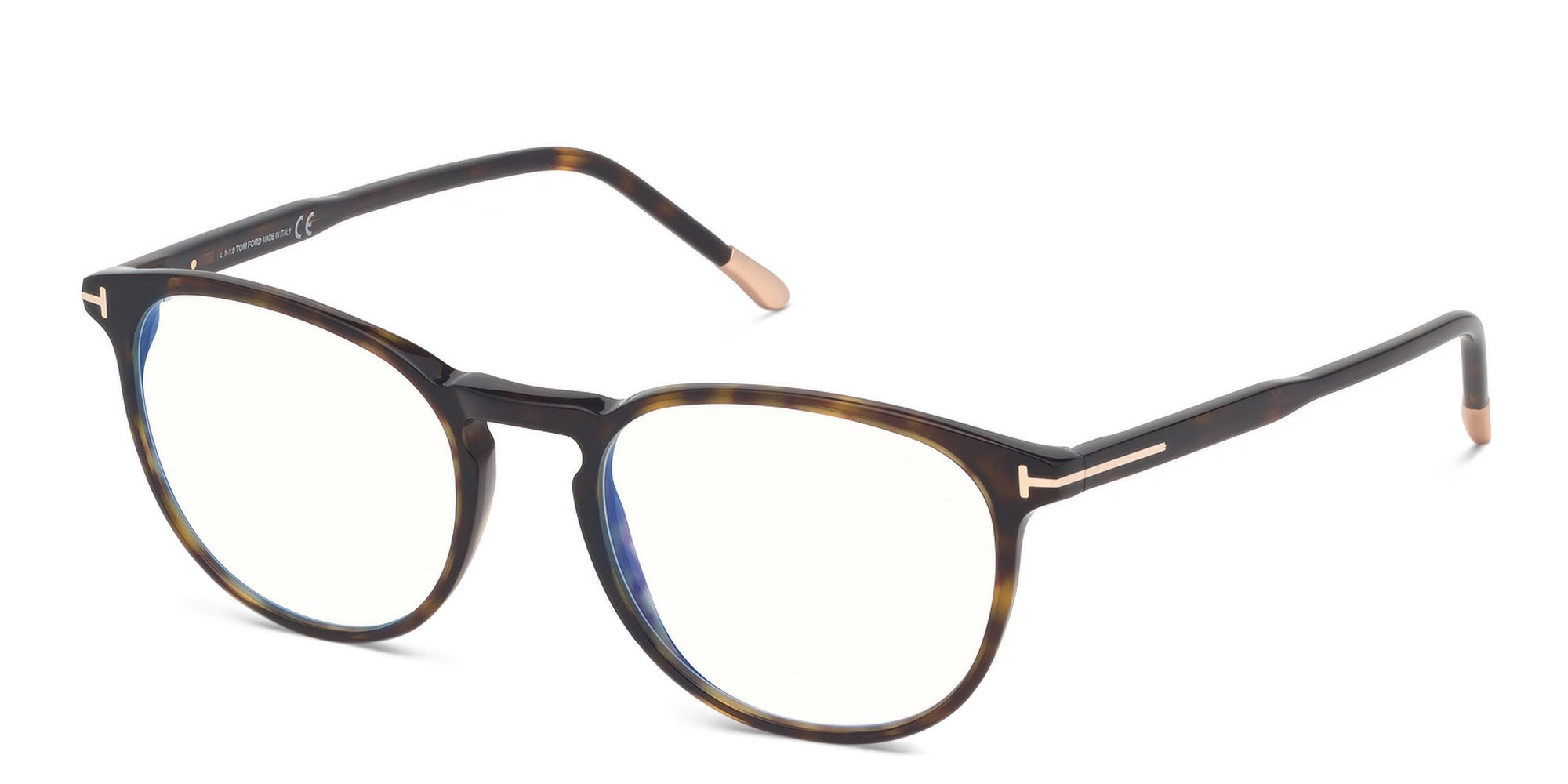 TOM FORD Round Eyeglasses in Dark Havana – Product Photo 2