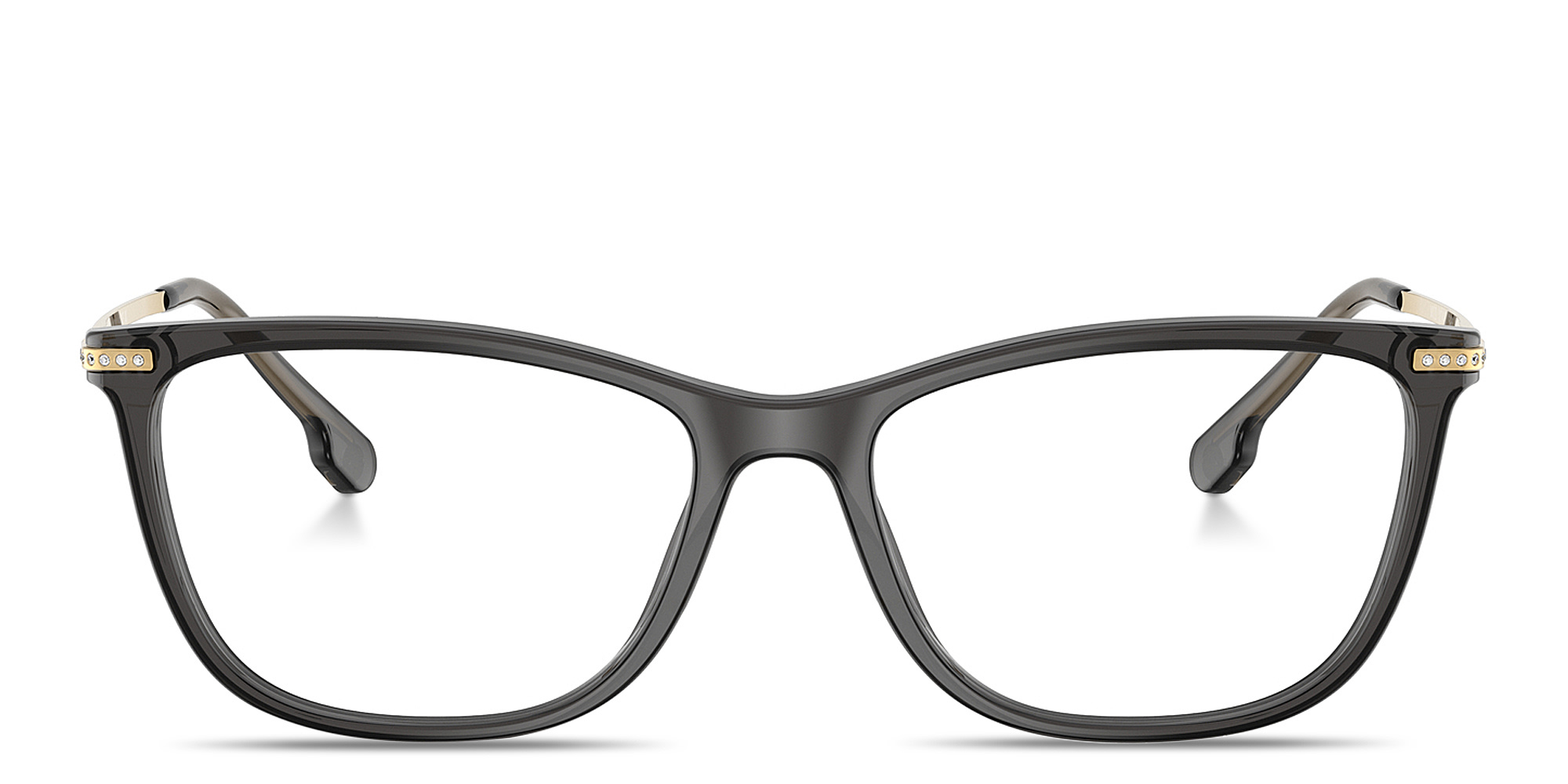 Shop VERSACE Daily Heritage Pillow Eyeglasses in Black Transparent online.