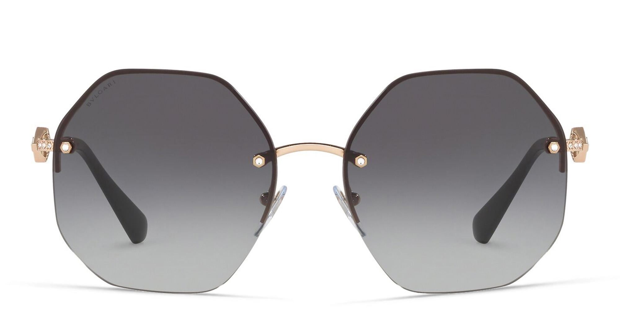 BVLGARI Half Rim Irregular Sunglasses in Pink Gold – Product Photo 1