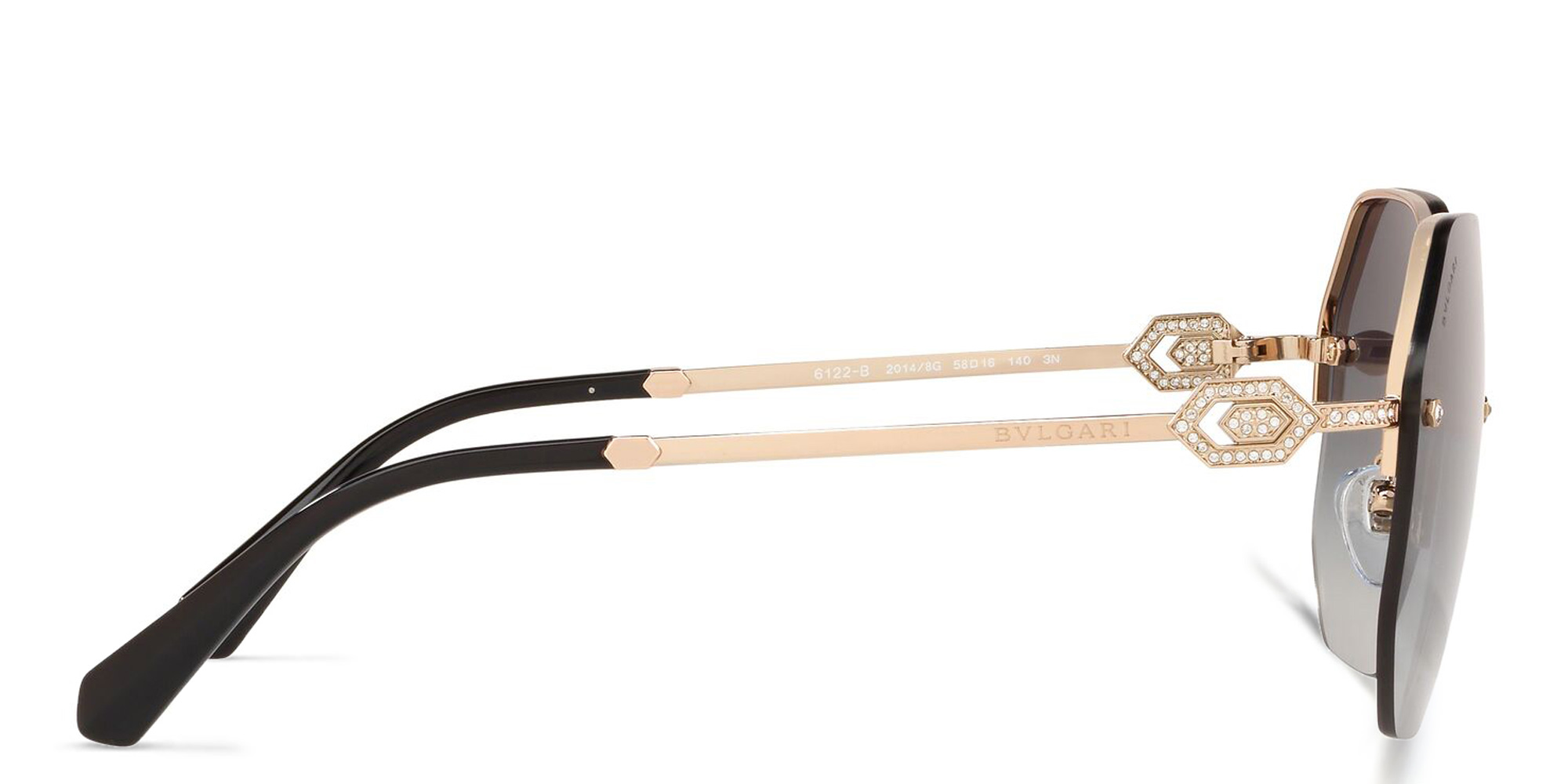 BVLGARI Half Rim Irregular Sunglasses in Pink Gold – Product Photo 3