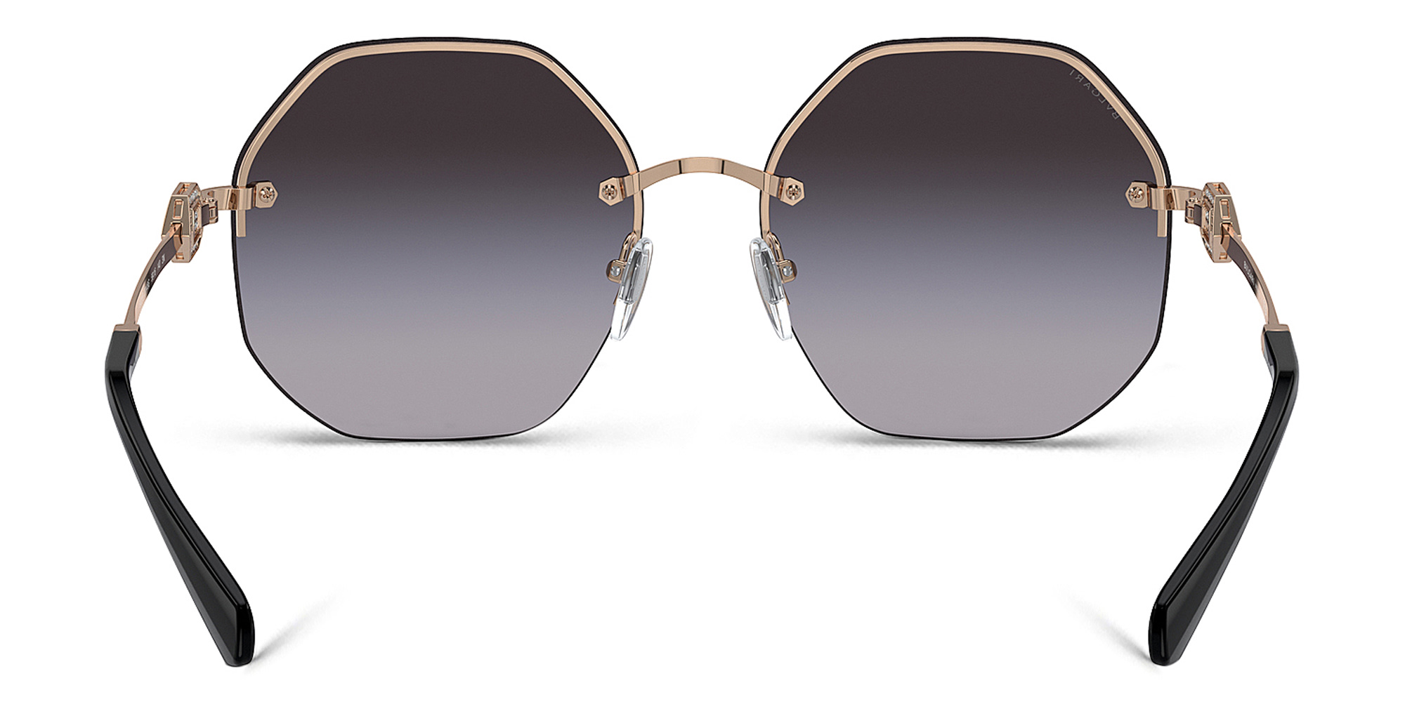 BVLGARI Half Rim Irregular Sunglasses in Pink Gold – Product Photo 4