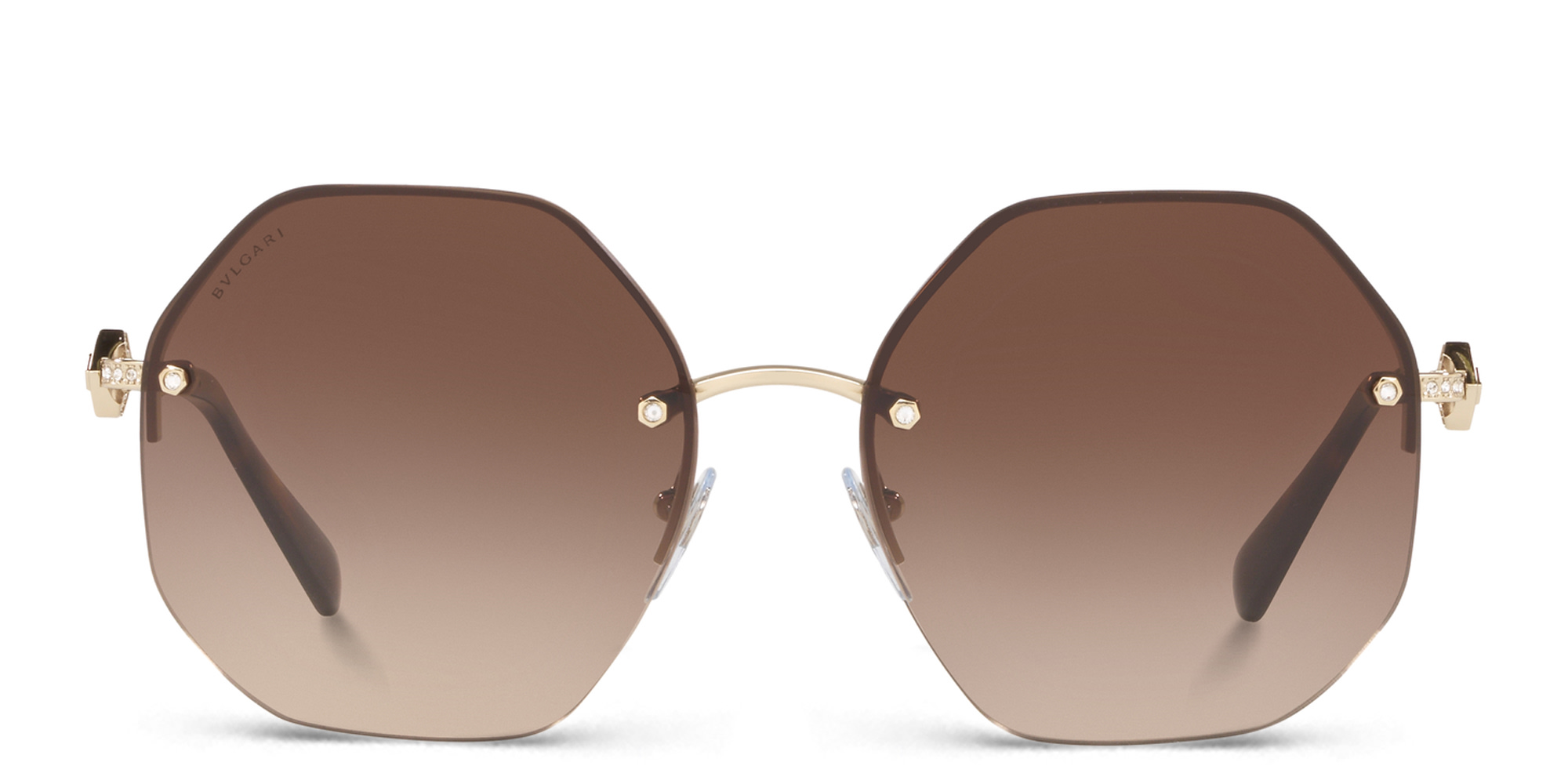 BVLGARI Half-Rim Irregular Sunglasses in Pale Gold – Product Photo 1