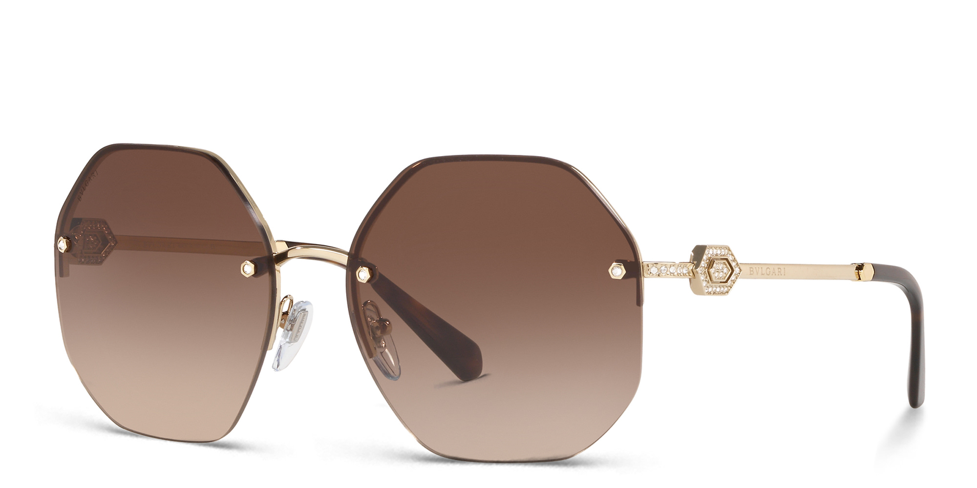 BVLGARI Half-Rim Irregular Sunglasses in Pale Gold – Product Photo 2