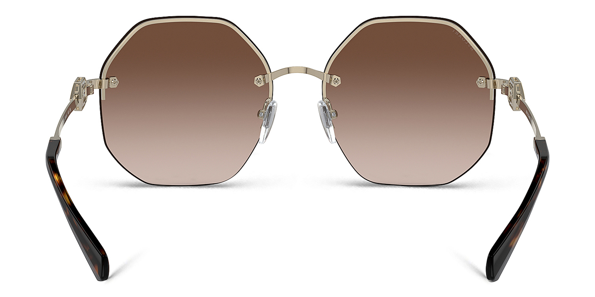 BVLGARI Half-Rim Irregular Sunglasses in Pale Gold – Product Photo 4